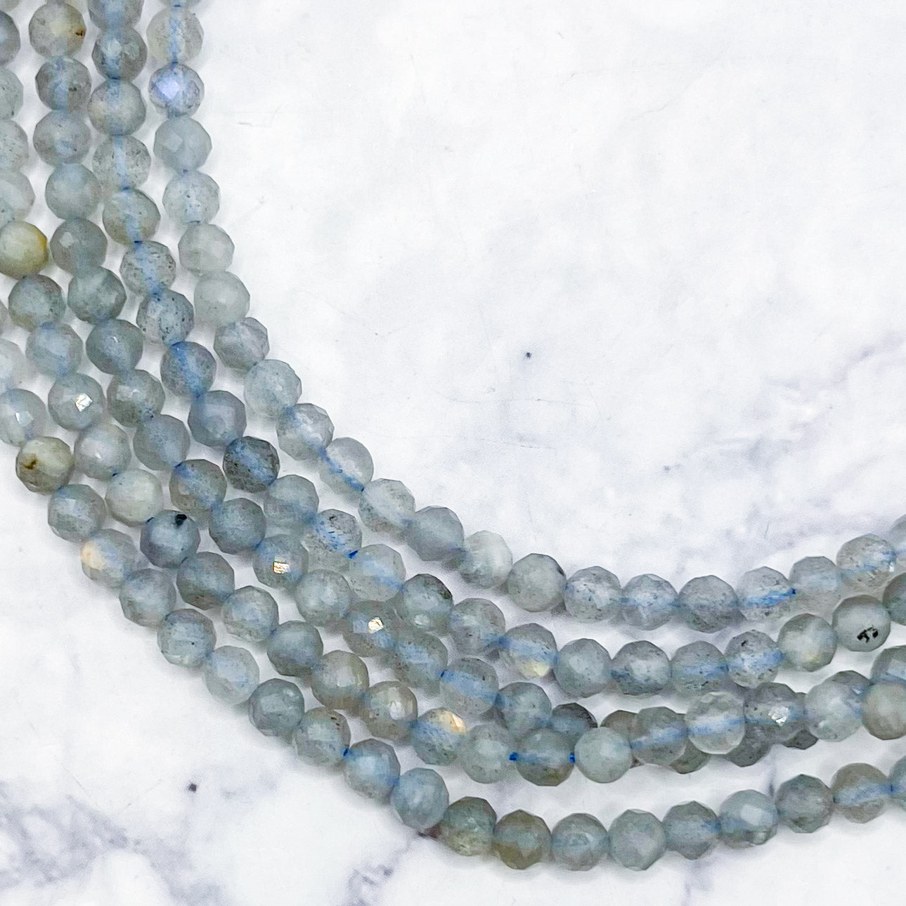 4mm HQ Faceted Labradorite Bead Strand J17