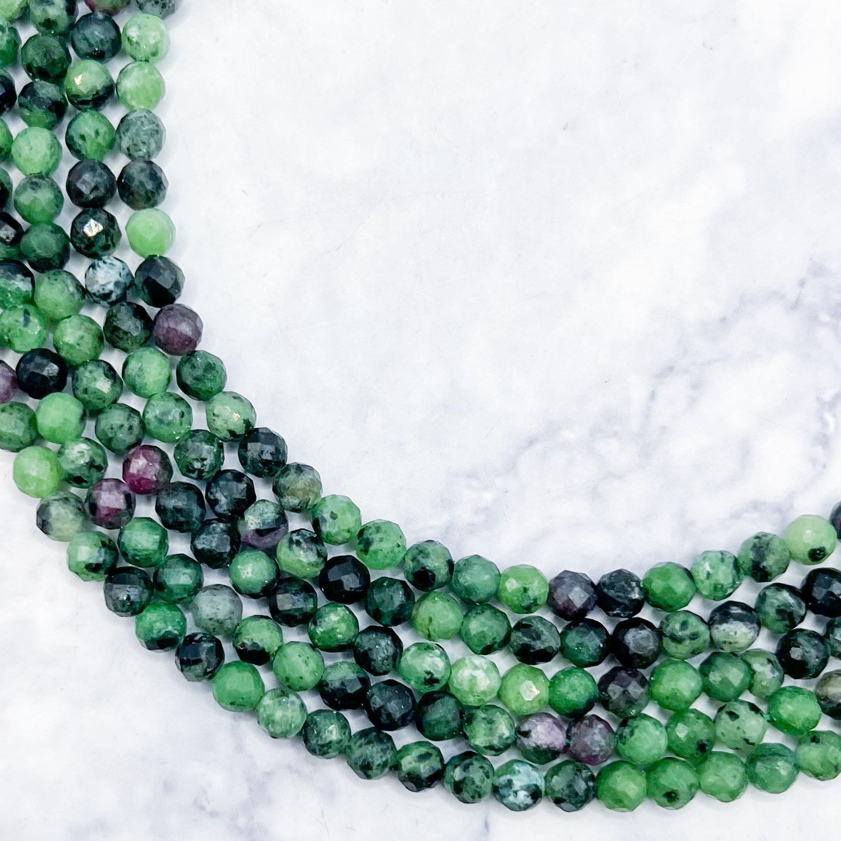 4mm HQ Faceted Ruby in Zoisite Bead Strand P22