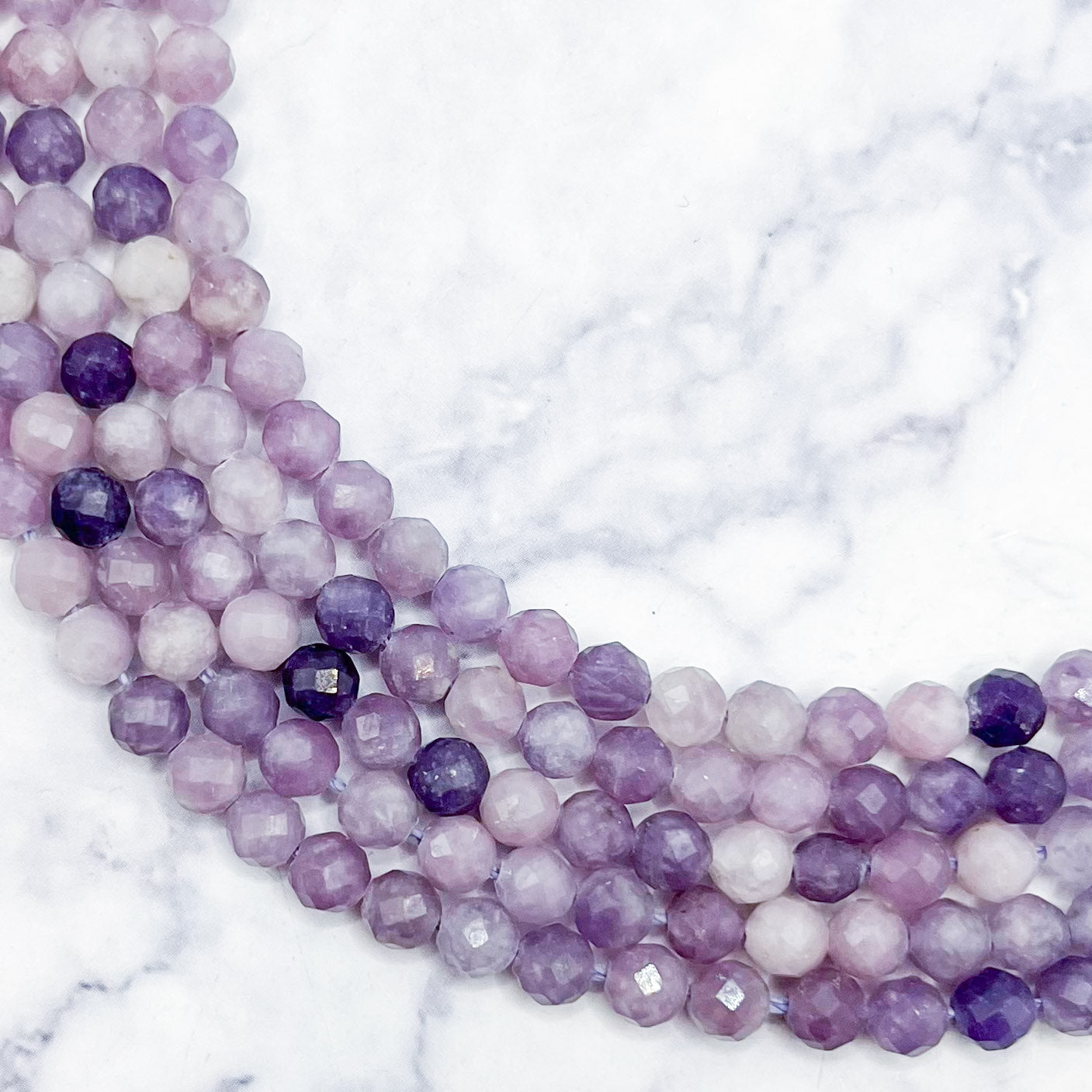 4mm HQ Faceted Lepidolite Bead Strand L16