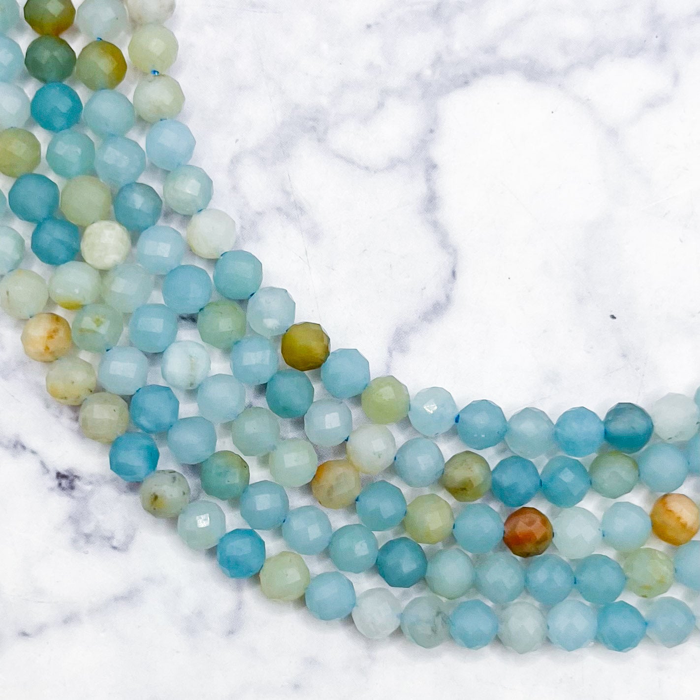 4mm HQ Faceted Multi Amazonite Bead Strand H16