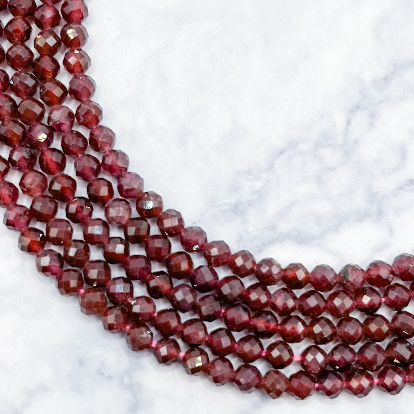 4mm HQ Faceted Garnet Bead Strand B14
