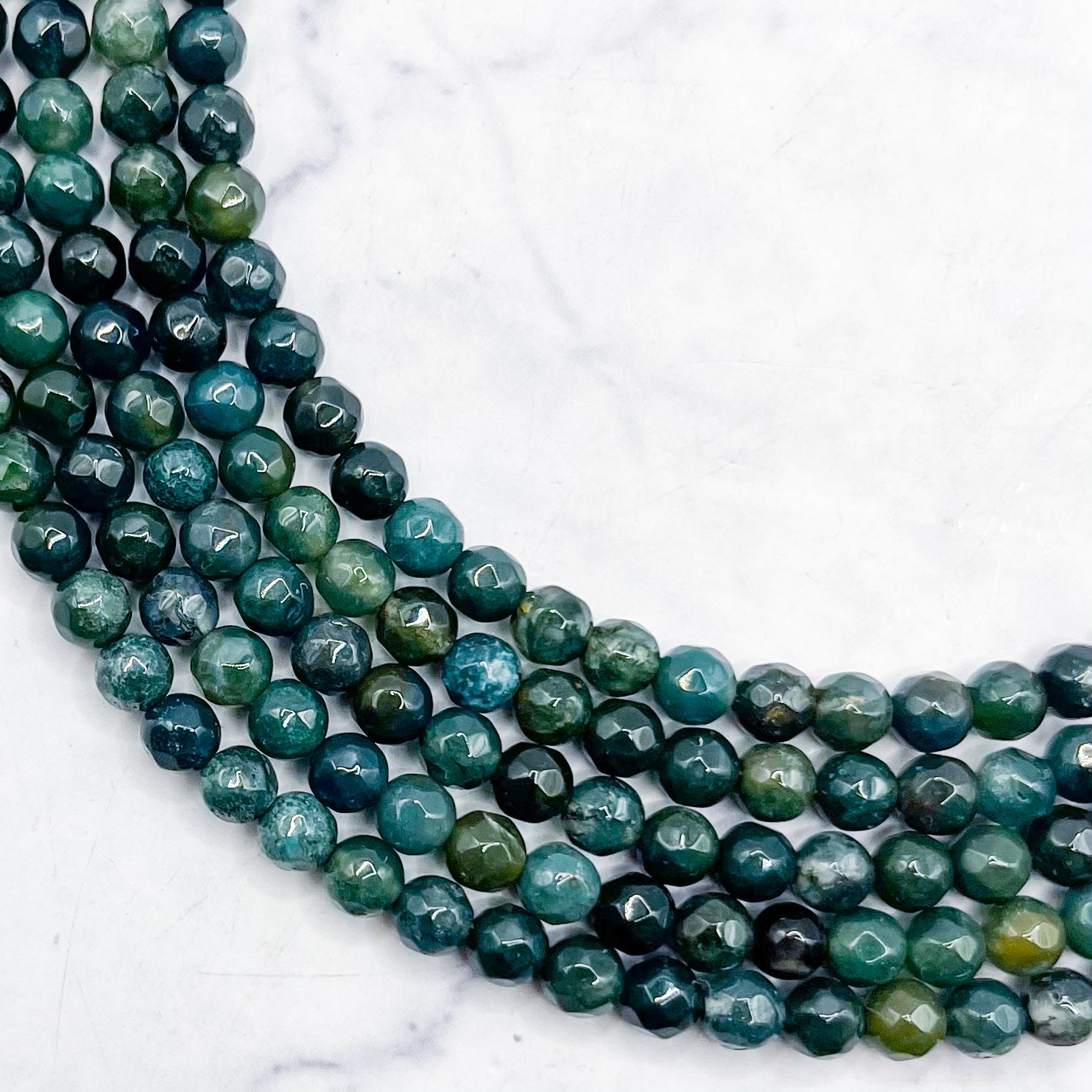 4mm Faceted Moss Agate Bead Strand G9