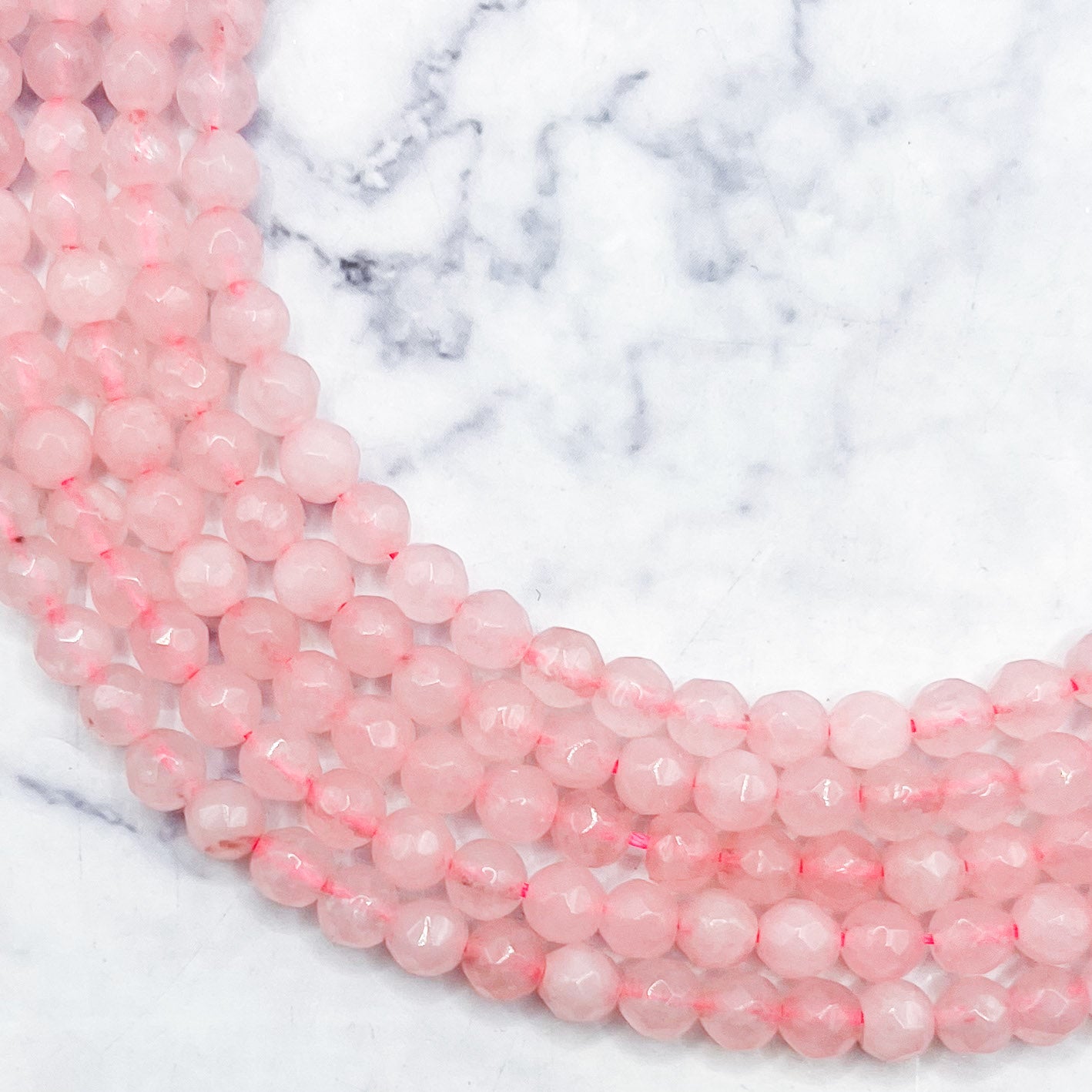 4mm Faceted Rose Quartz Bead Strand B7