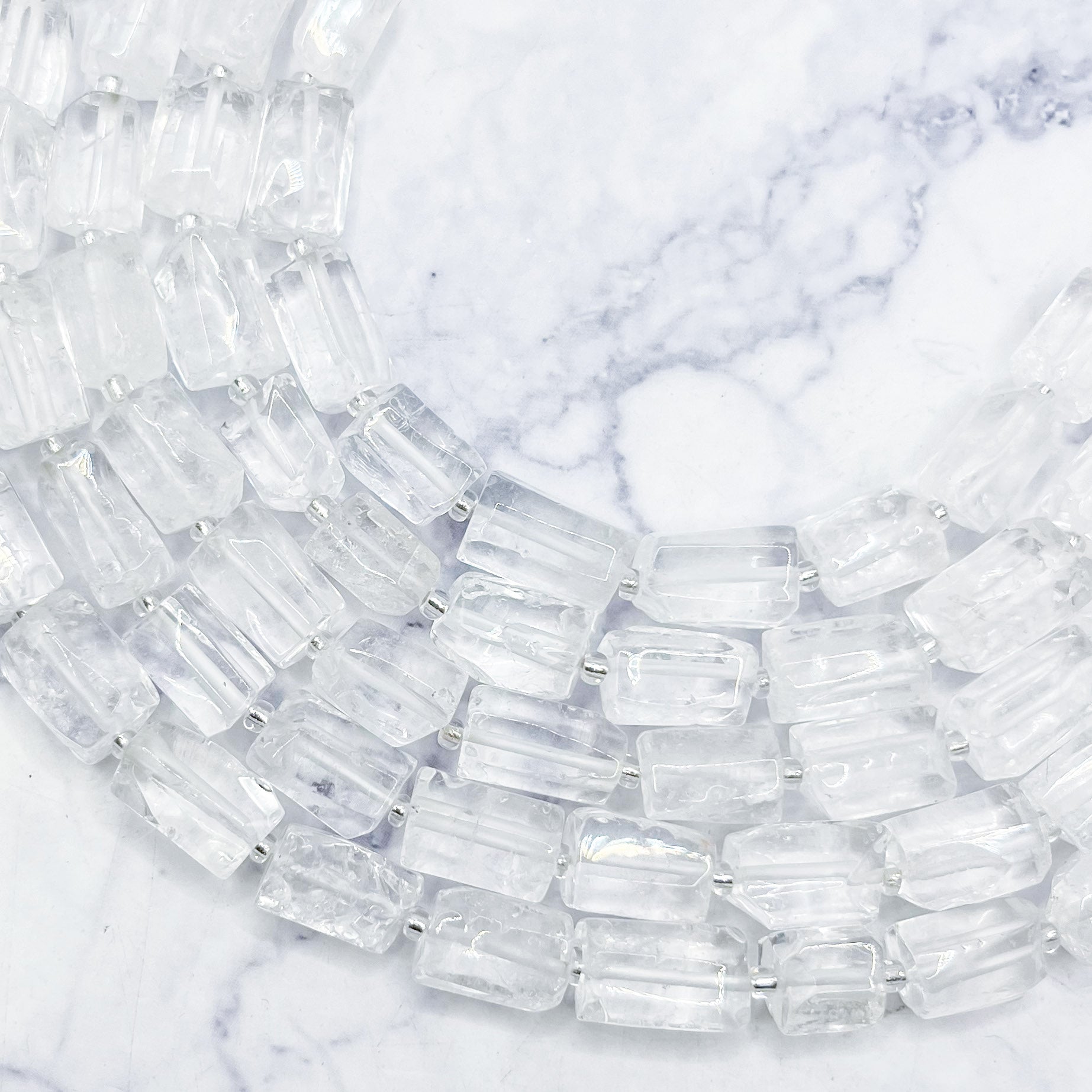 8x13mm Faceted Clear Quartz Barrel Bead Half Strand H12