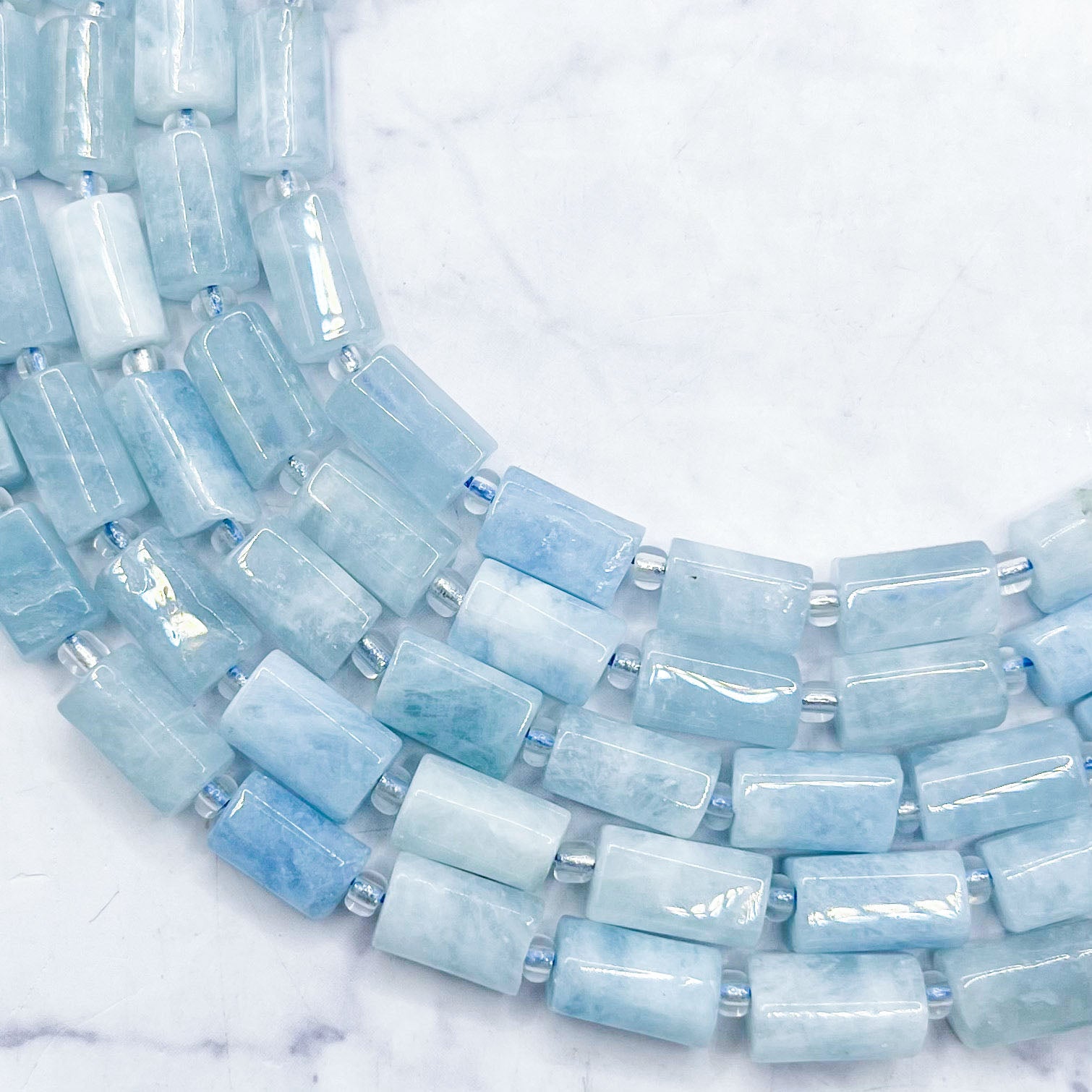 7x15mm Faceted Aquamarine Barrel Bead Half Strand F16