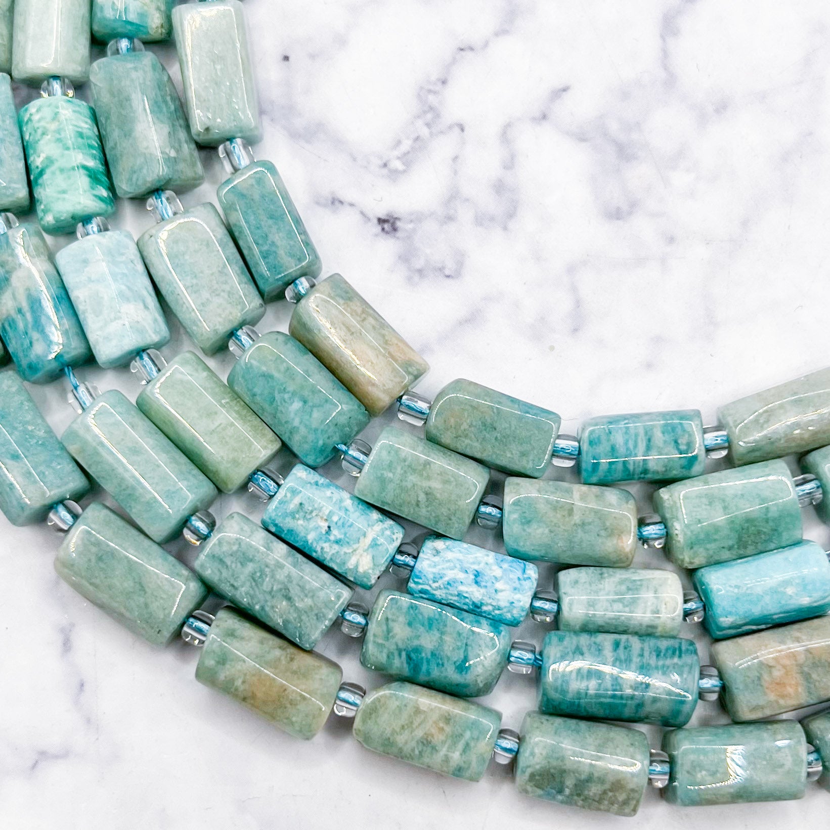 8x12mm Faceted Amazonite Barrel Bead Half Strand B12