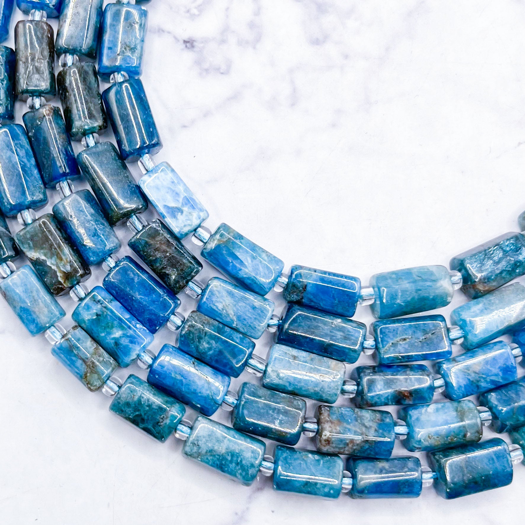 7x12mm Faceted Blue Apatite Barrel Bead Half Strand G14