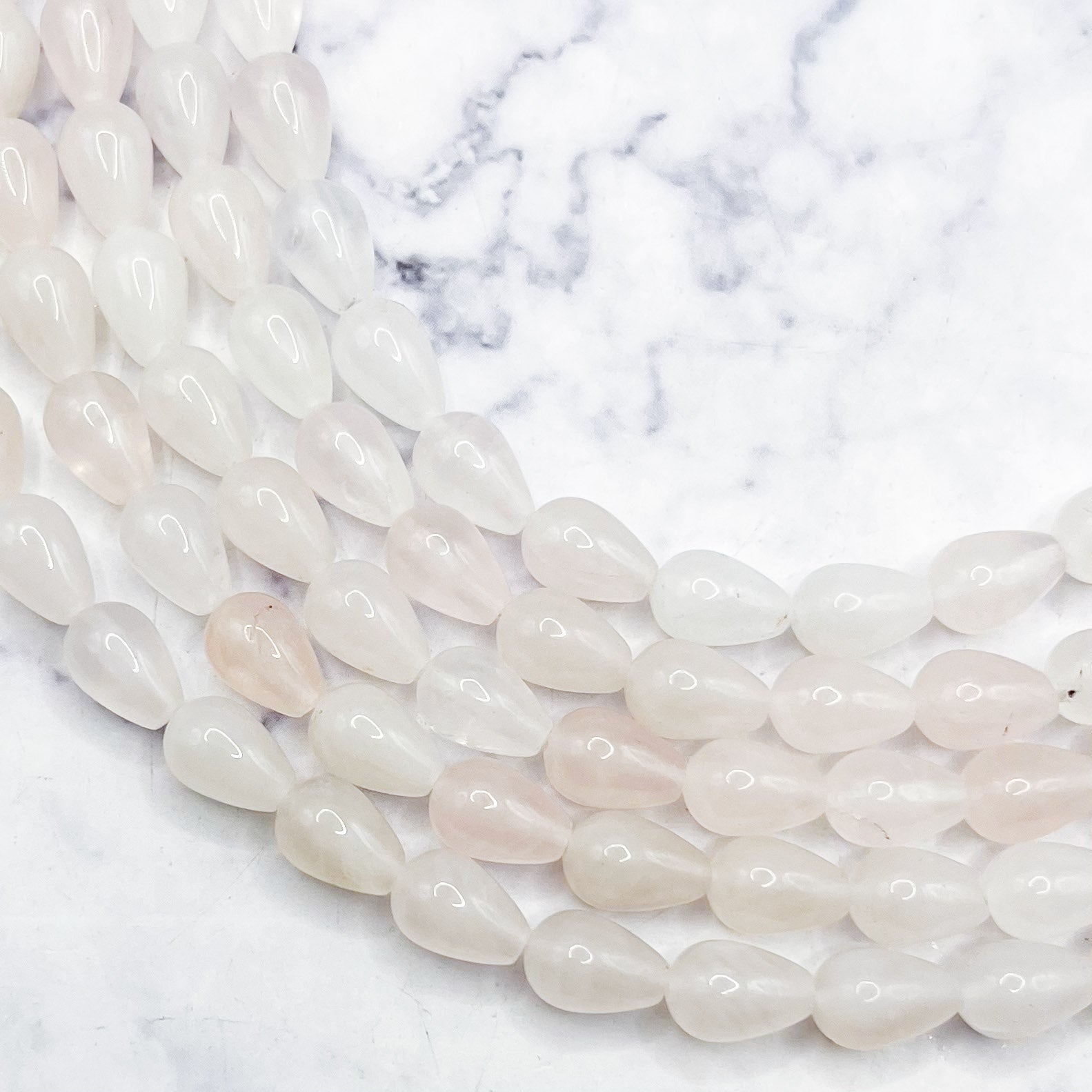 6x9mm Rose Quartz Drop Bead Half Strand S8