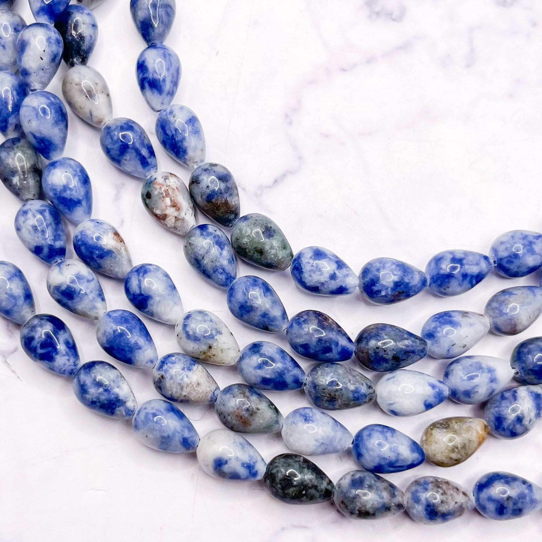 6x9mm Blue Spot Jasper Drop Bead Half Strand M8