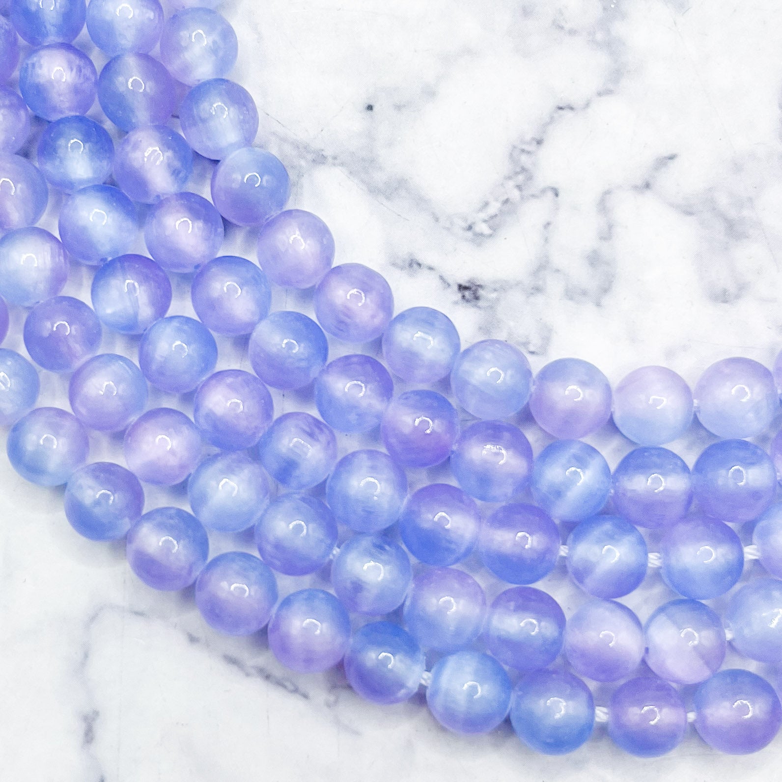 6mm Dyed Blue and Purple Selenite Bead Strand F26