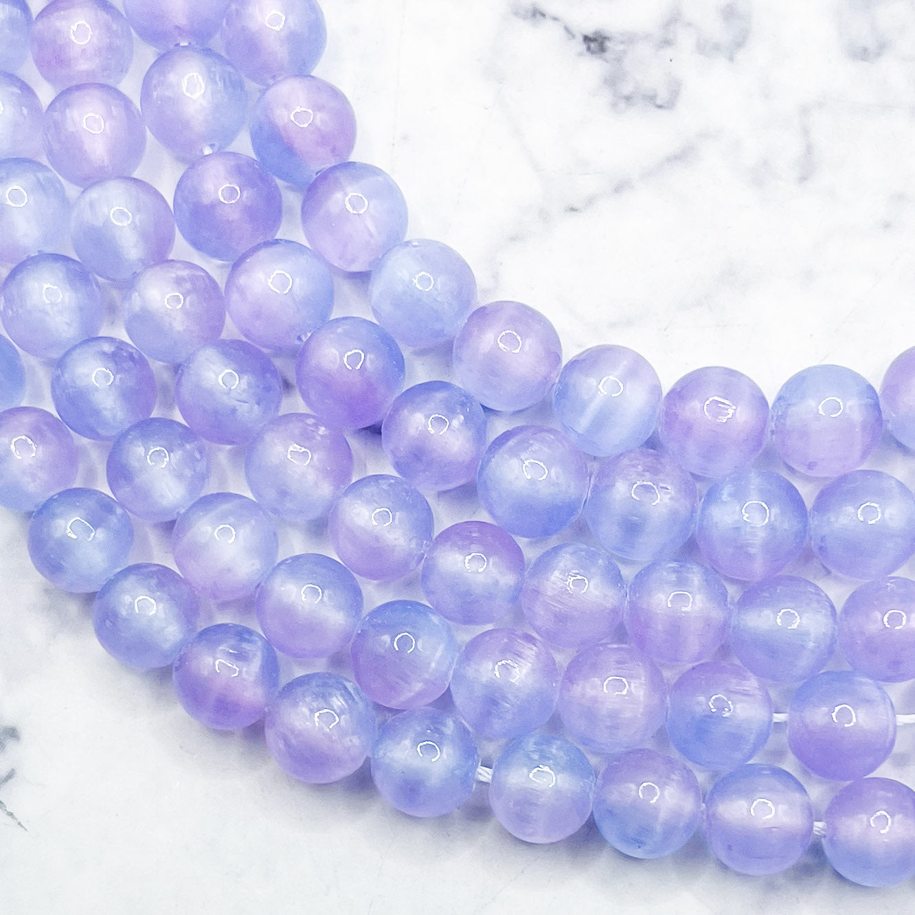 8mm Dyed Blue and Purple Selenite Bead Strand V28