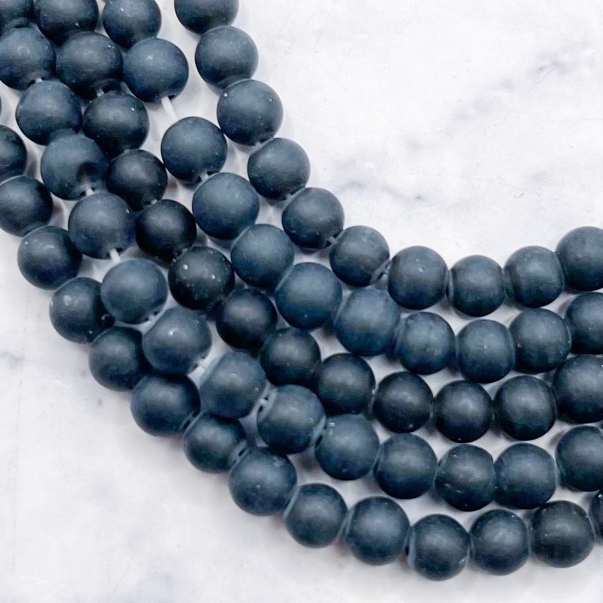 4mm Frosted Obsidian Bead Strand E8