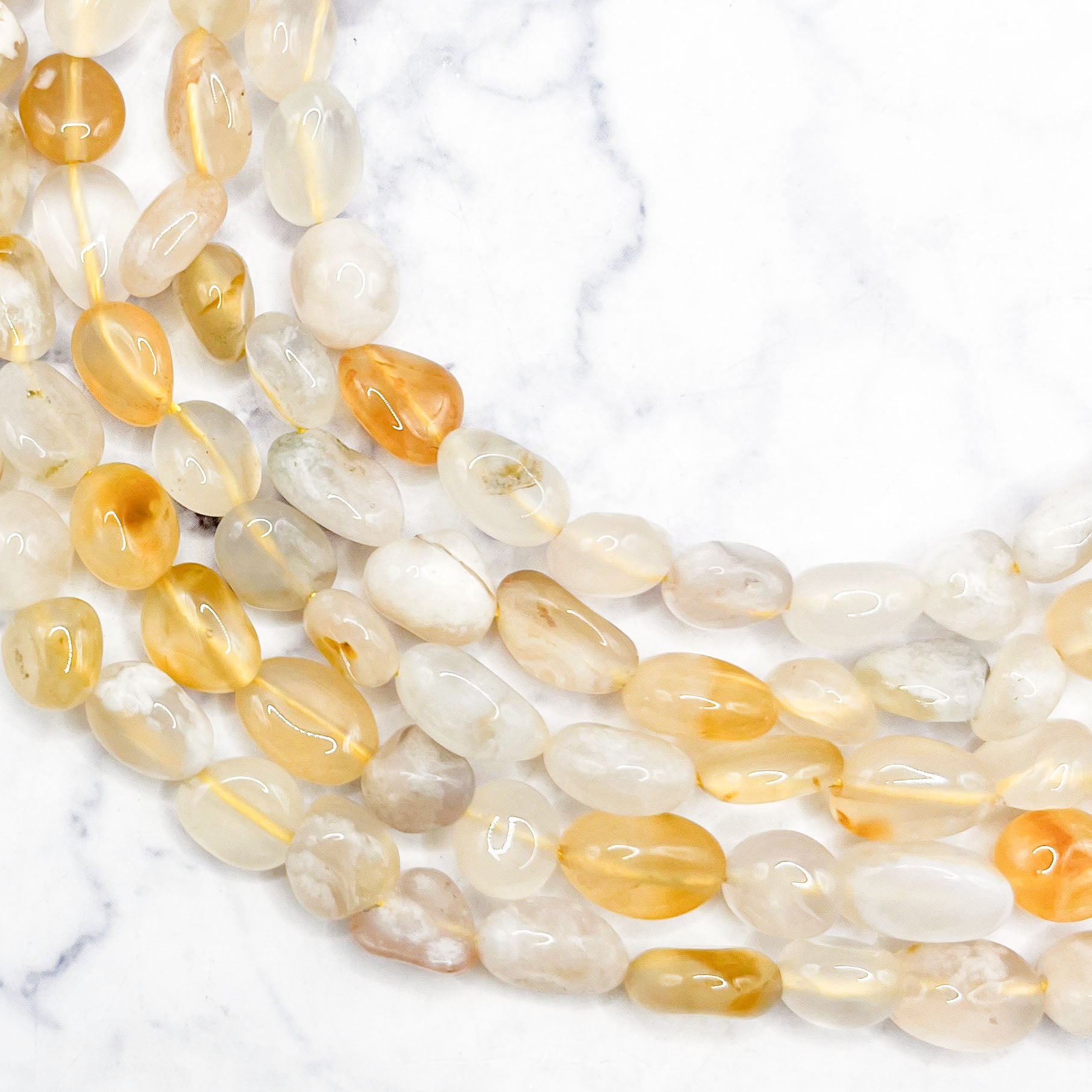 7mm Flower Agate Nugget Bead Half Strand L9