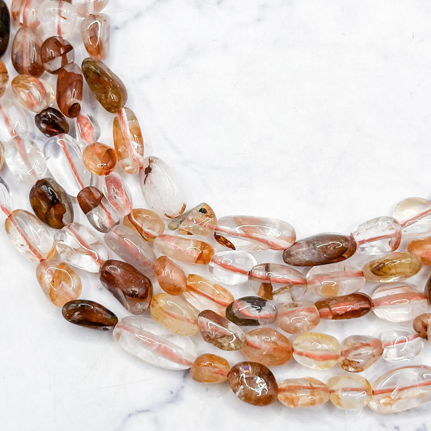 7mm Fire Quartz Nugget Bead Half Strand J10