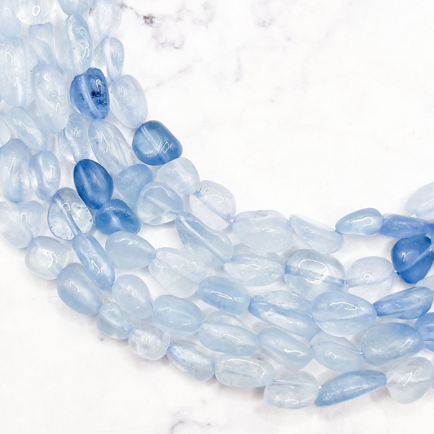 7mm Aquamarine Nugget Bead Half Strand V14