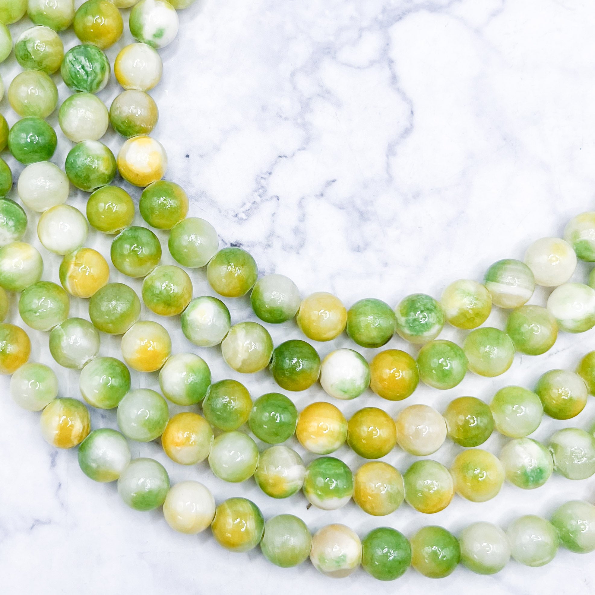 8mm Lemon Lime Chalcedony Bead Strand L10