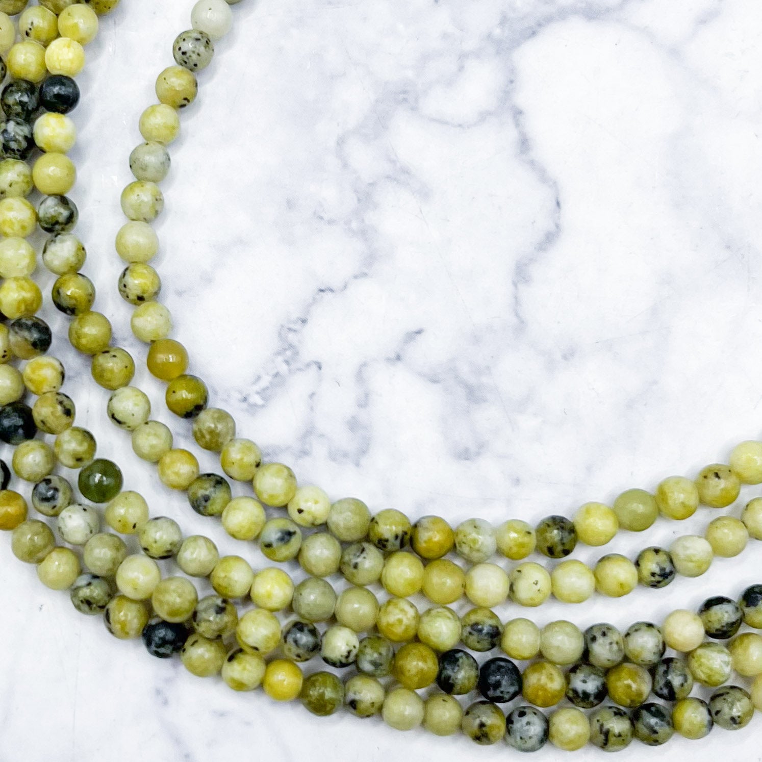 4mm Yellow Dendritic Jasper Bead Strand L5