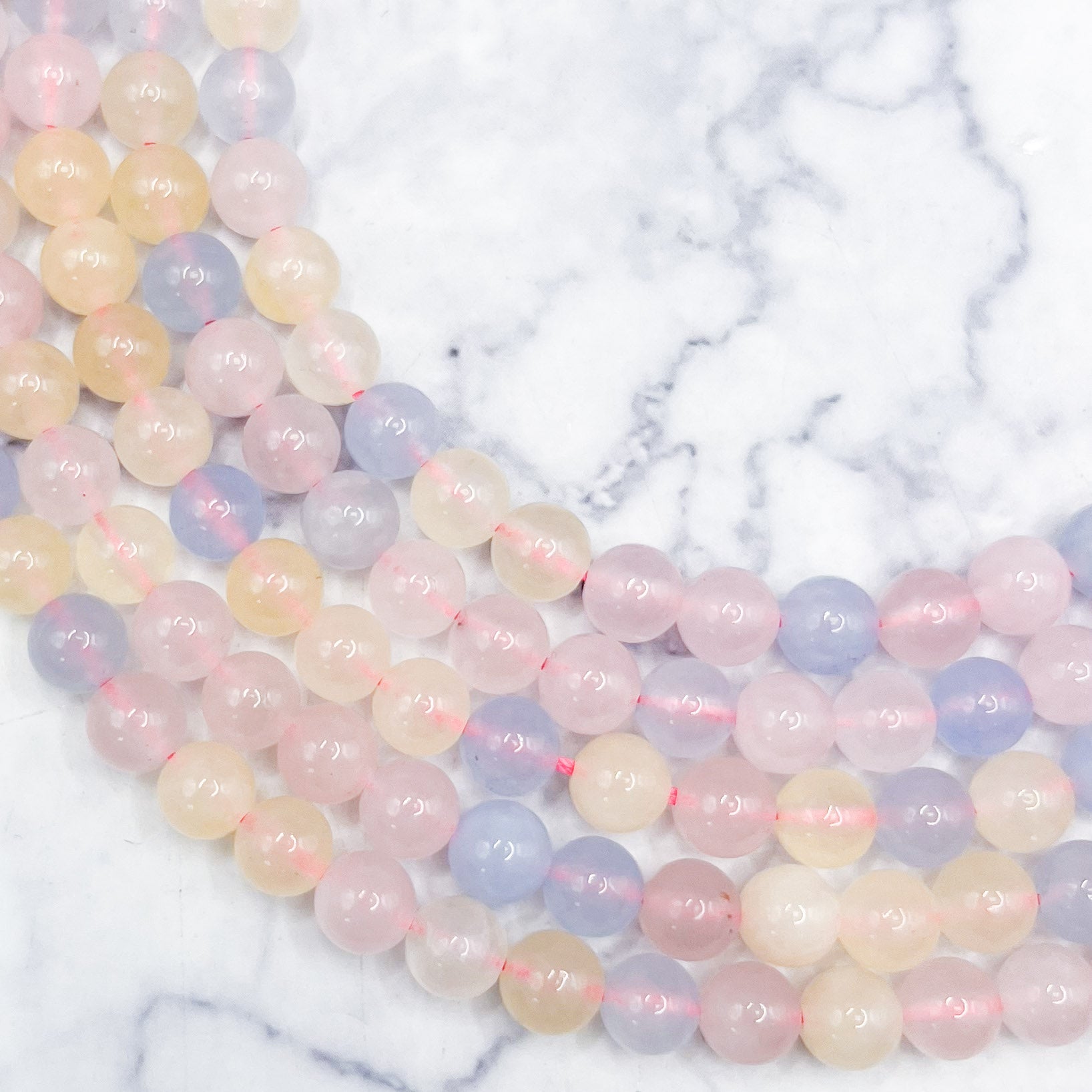 6mm Morganite Chalcedony Bead Strand V9