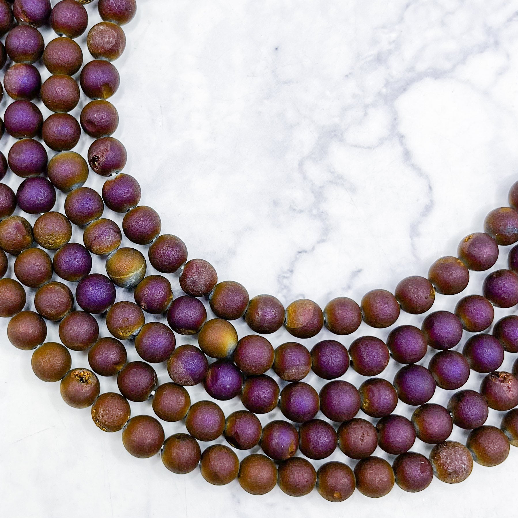 6mm Purple Druzy Agate Bead Strand B16