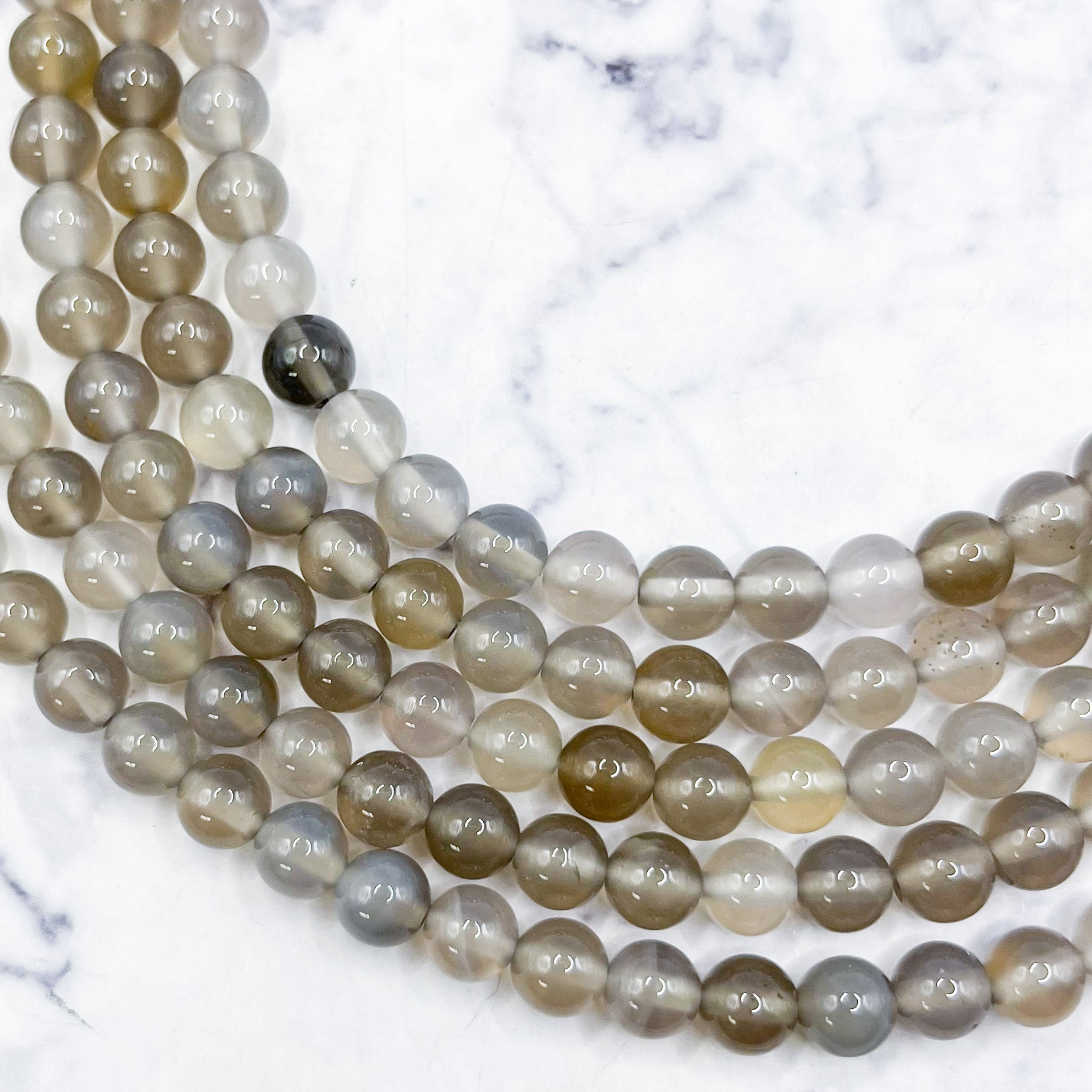 6mm Grey Agate Bead Strand T8