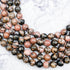 8mm Rhodonite with Black Matrix Bead Strand Q14