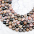 10mm Rhodonite with Black Matrix Bead Strand T20