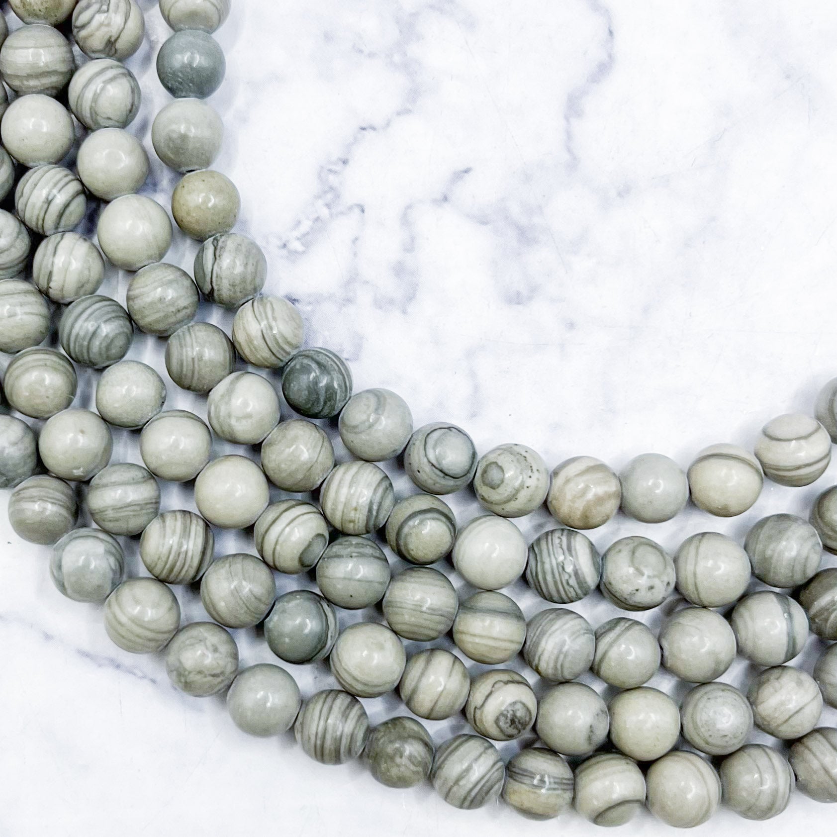 6mm Grey Banded Jasper Bead Strand M14