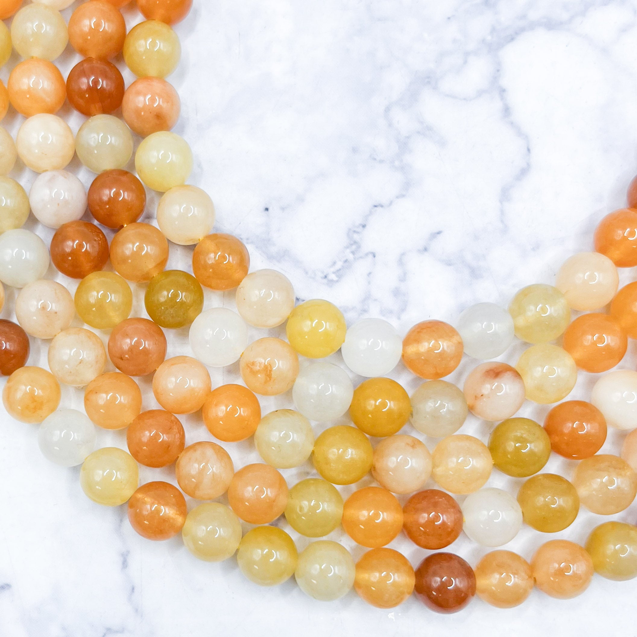 8mm Golden Silk Chalcedony Bead Strand G10