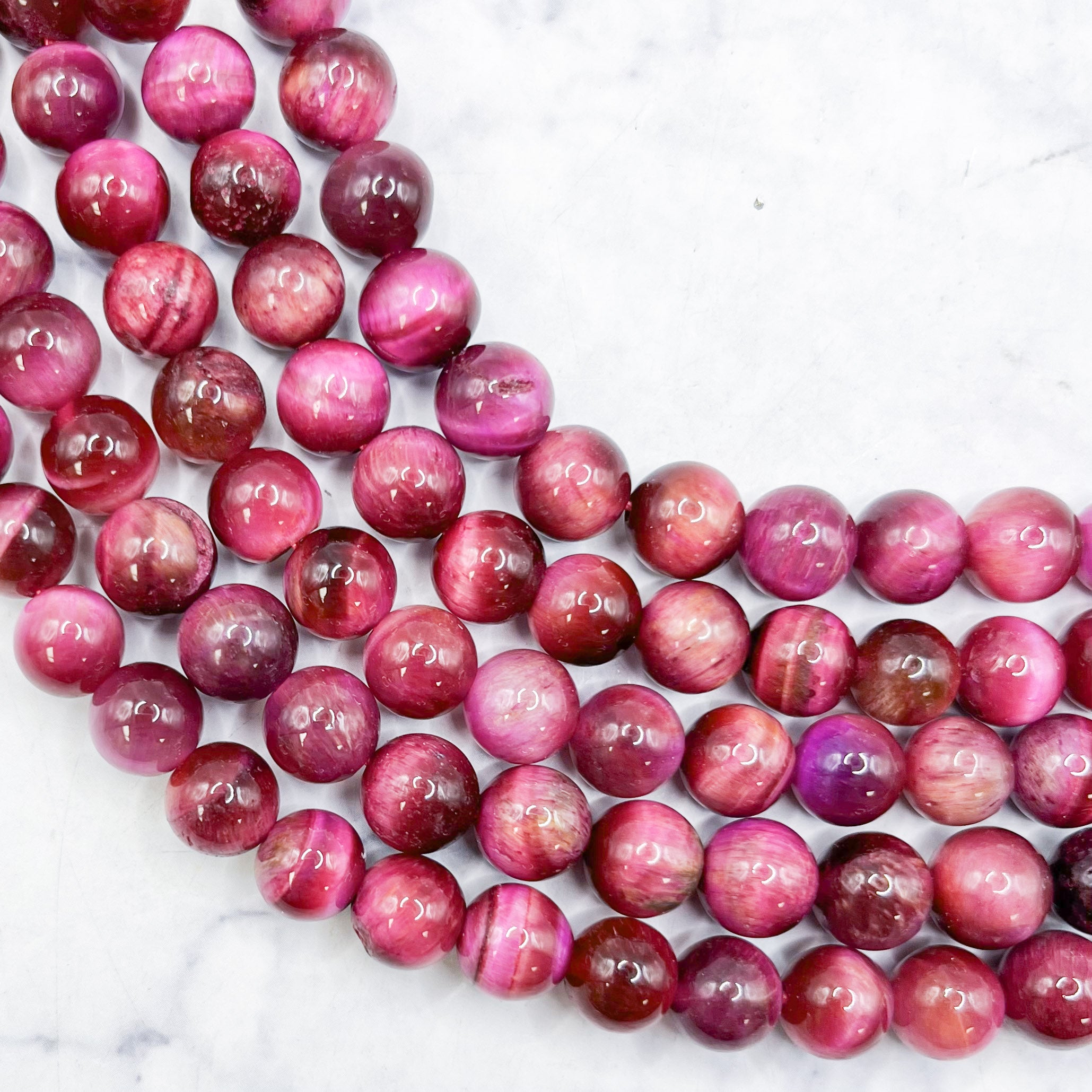 8mm Dyed Rose Tiger's Eye Bead Strand Q20