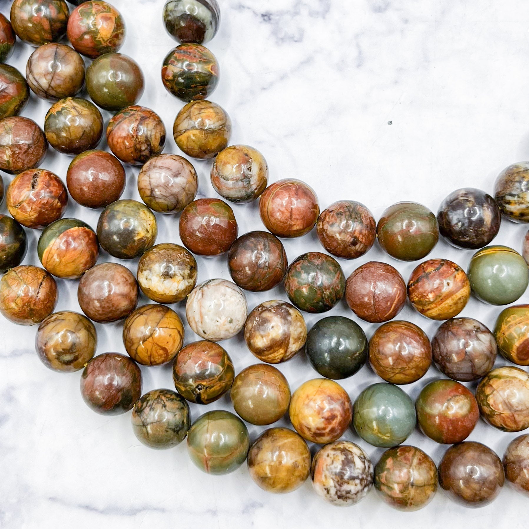 10mm Red Creek Jasper Bead Strand U14