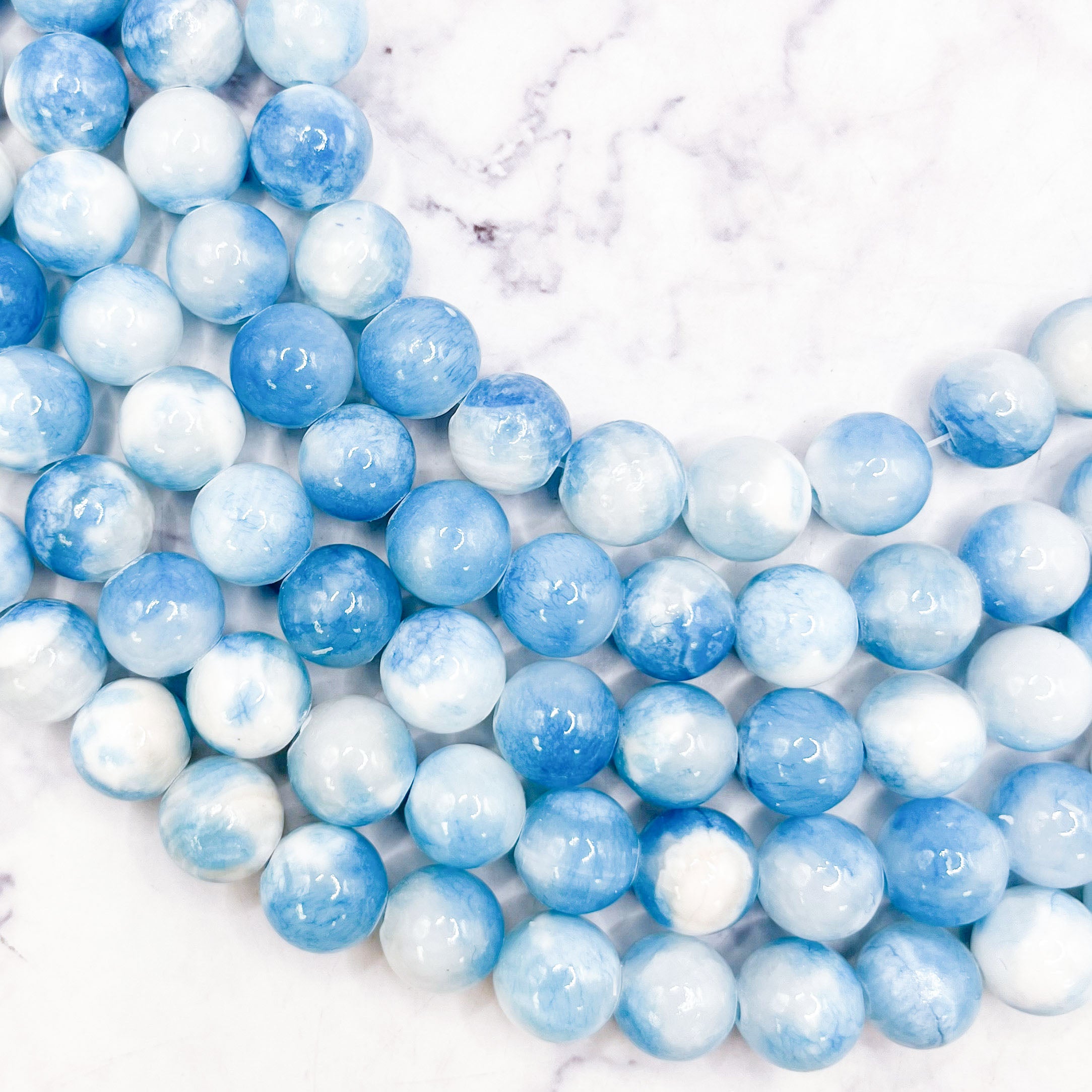 10mm Summer Sky Chalcedony Bead Strand A12