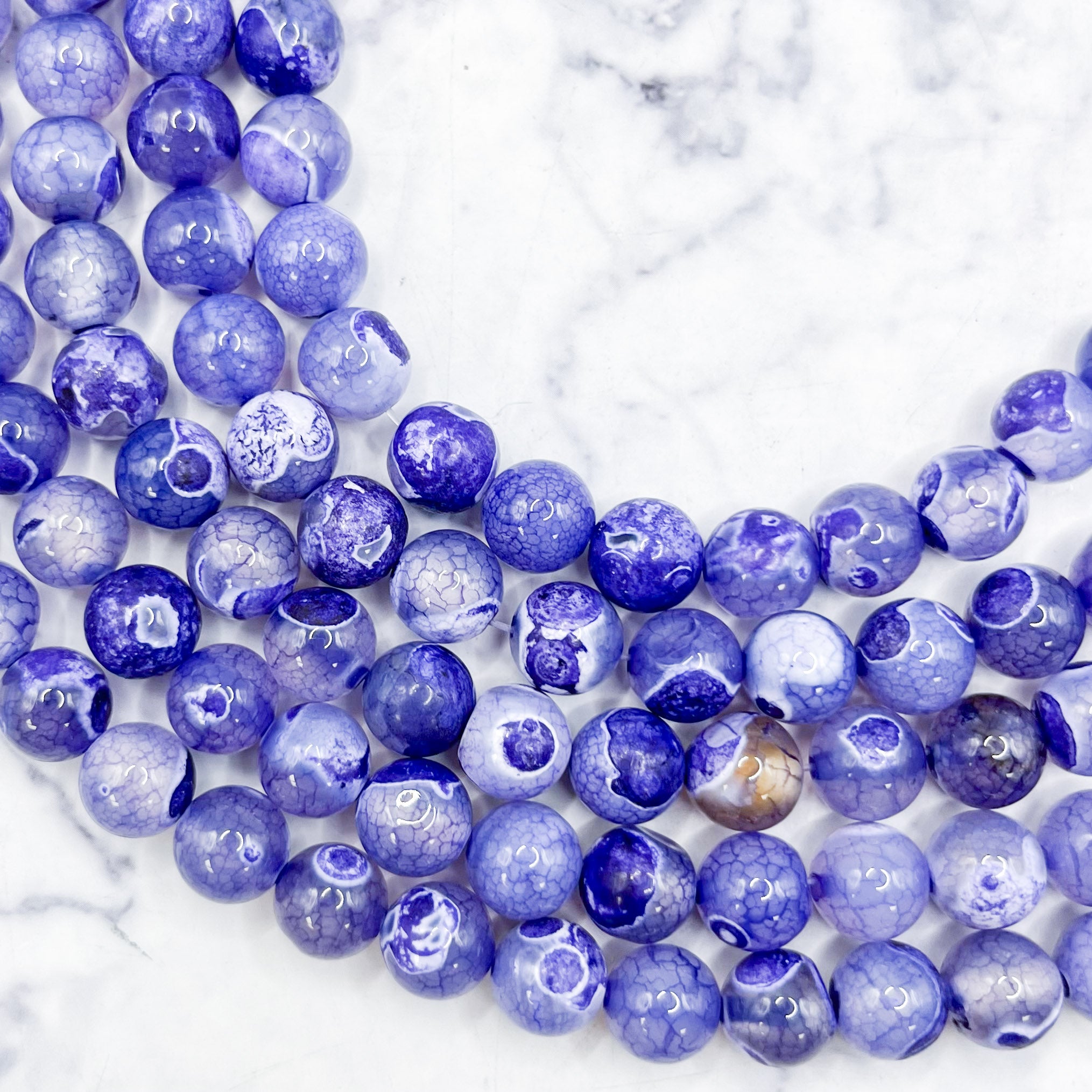 8mm Dyed Grape Hyacinth Agate Bead Strand M10