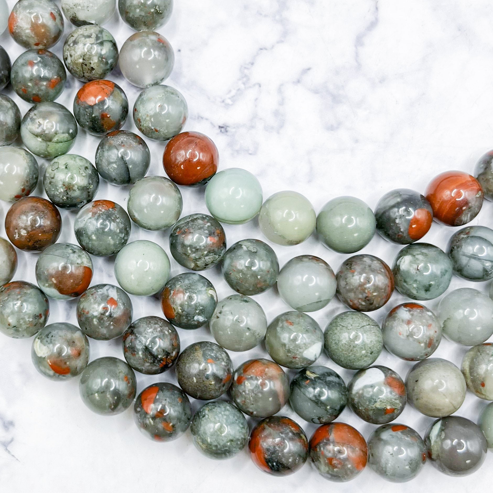 10mm African Bloodstone Bead Strand H14