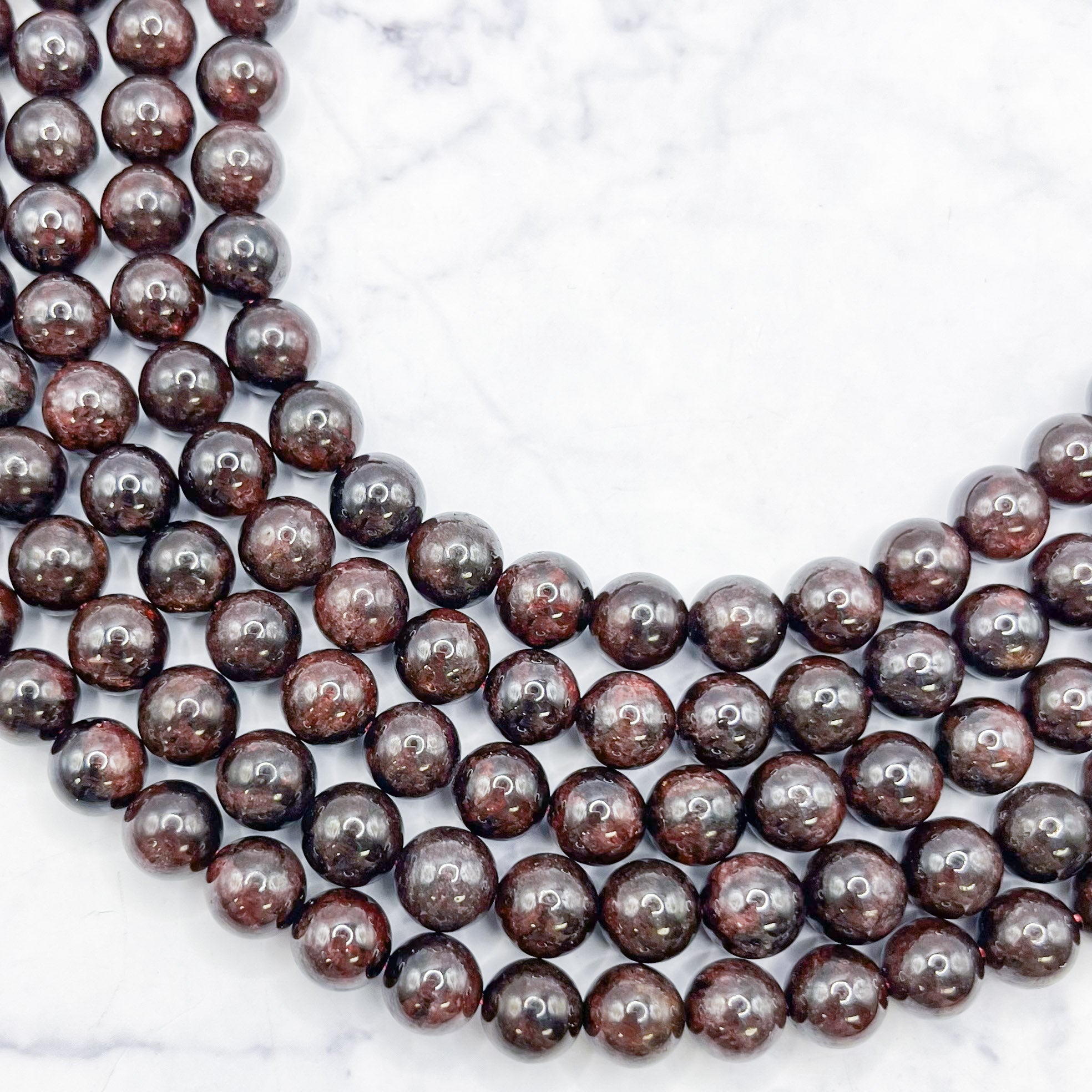 8mm Garnet Bead Strand H24