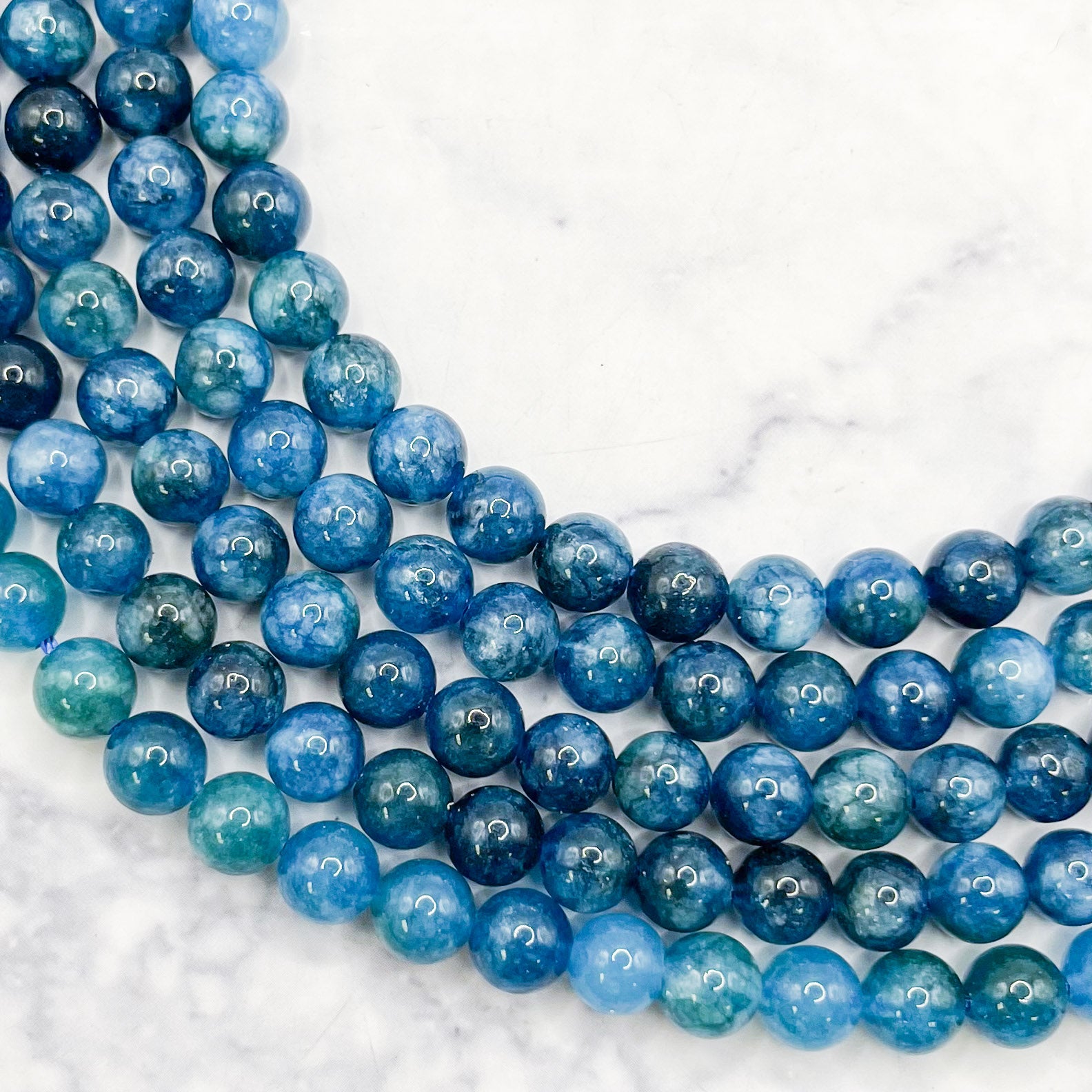 6mm Emperor Blue Chalcedony Bead Strand E9