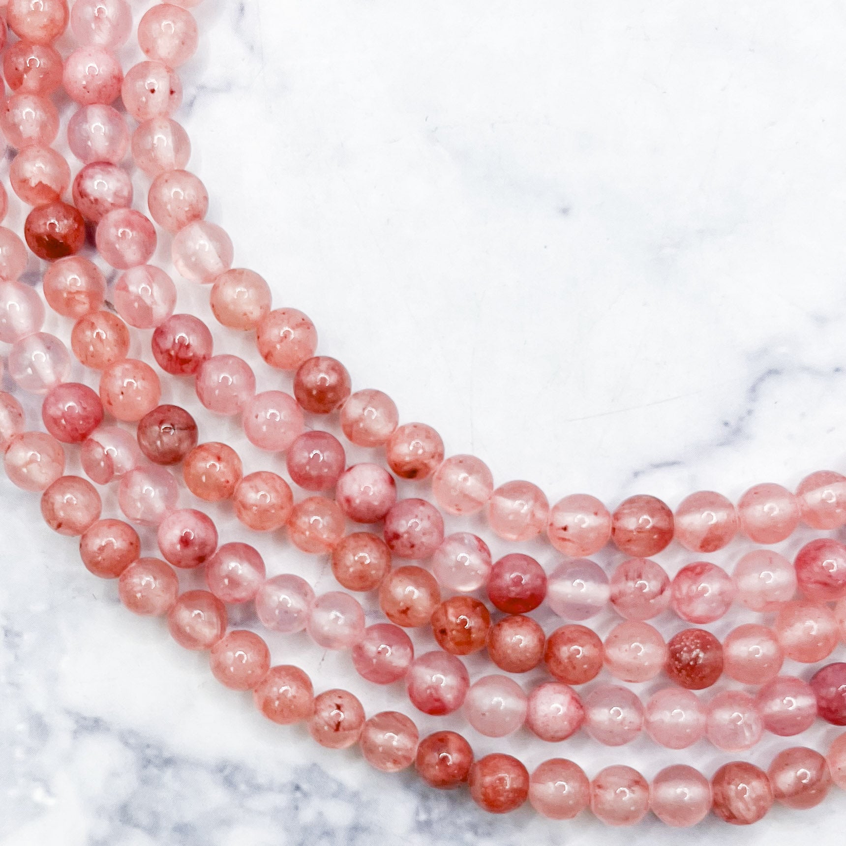 4mm Rose Petal Chalcedony Bead Strand F8