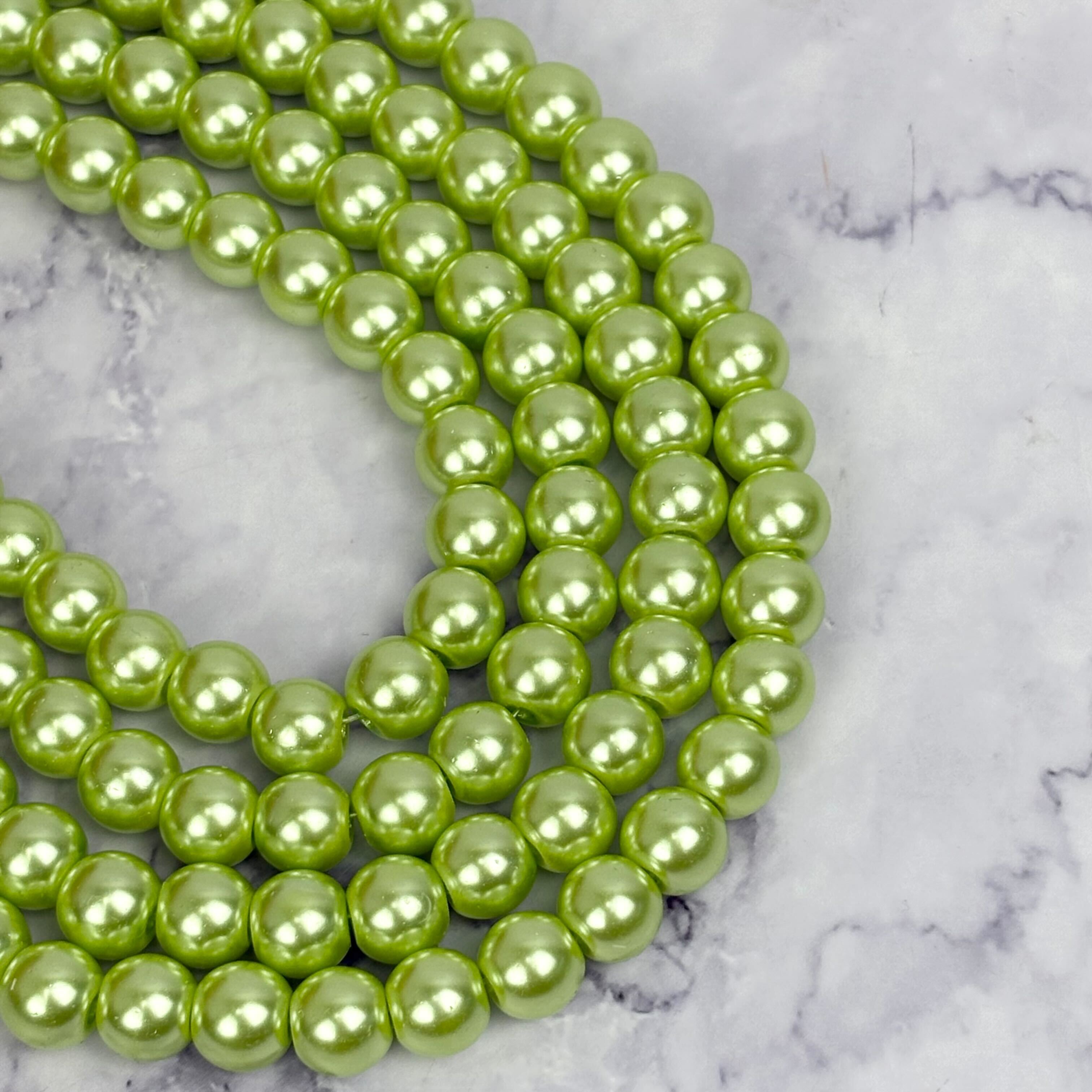 10mm Silver Surfer Pearlized Glass Bead Strand L4