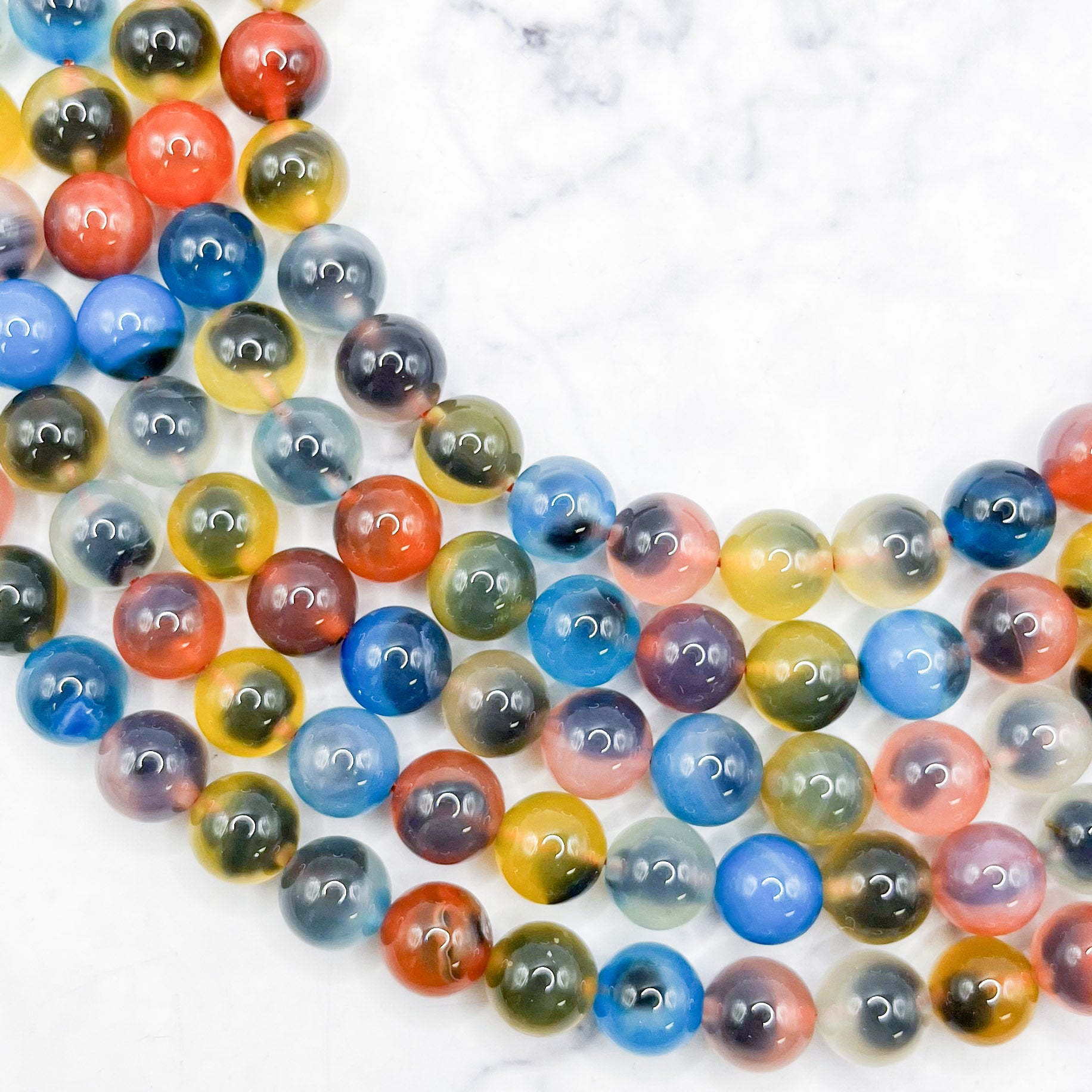 8mm Dyed Multi Sugar Heart Agate Bead Strand S20