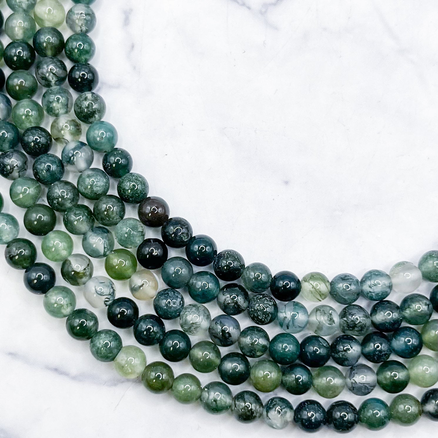 4mm Moss Agate Bead Strand H7