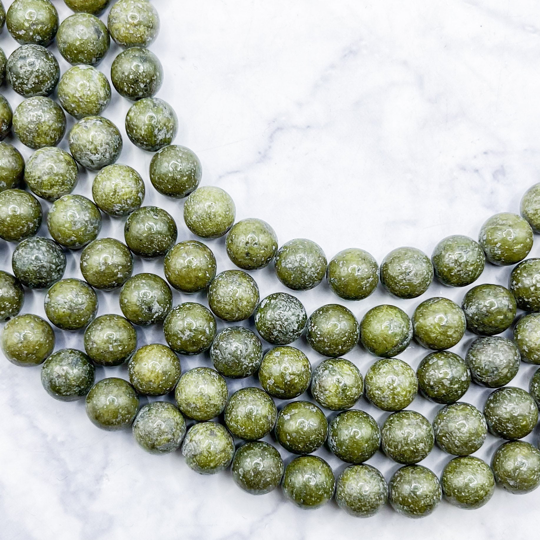 8mm Epidote Pyrite Bead Strand Q24