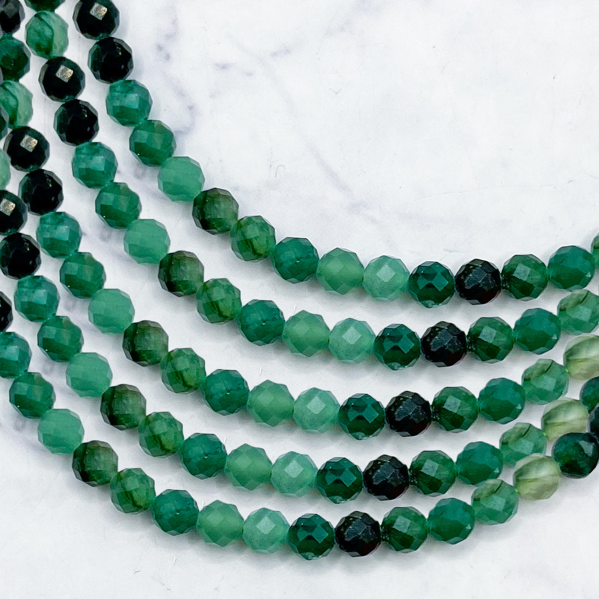 4mm Faceted Dyed Emerald Bead Strand P22