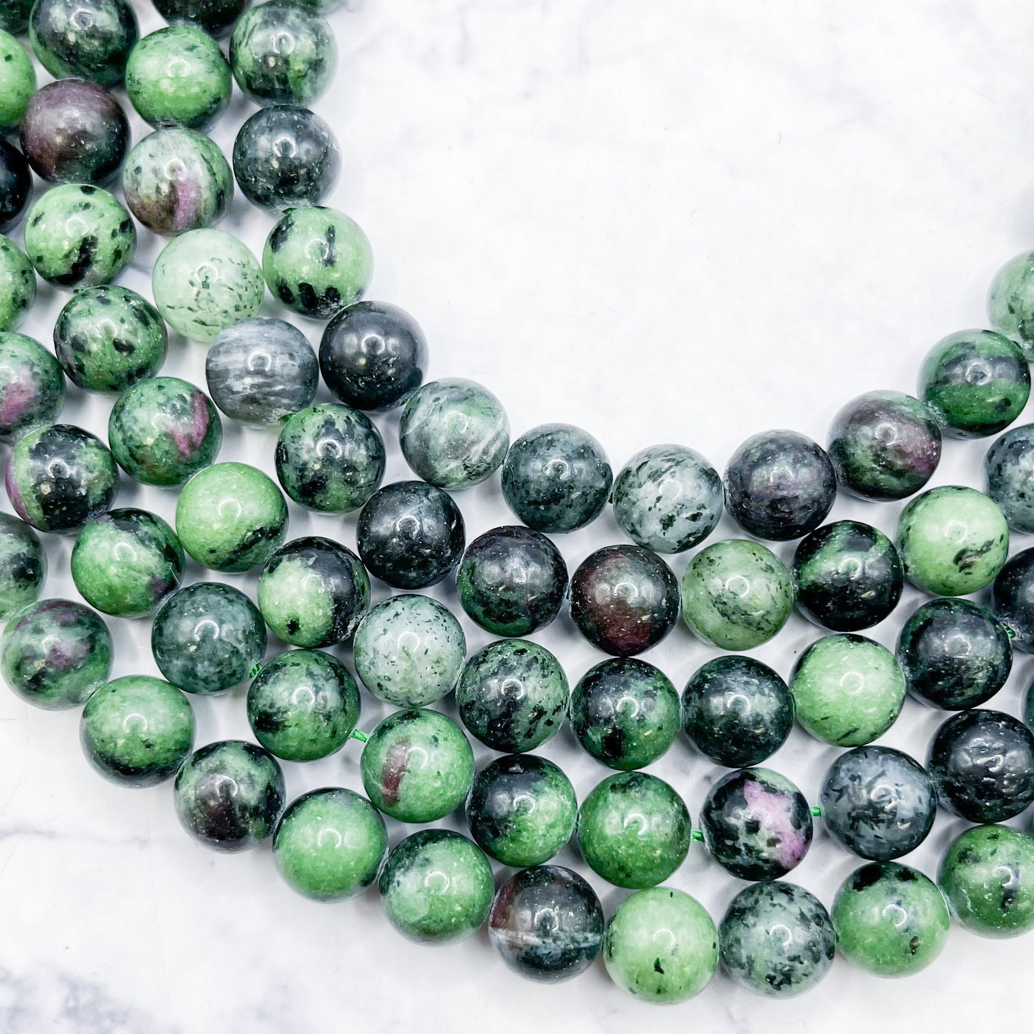 10mm Ruby In Zoisite Bead Strand F28