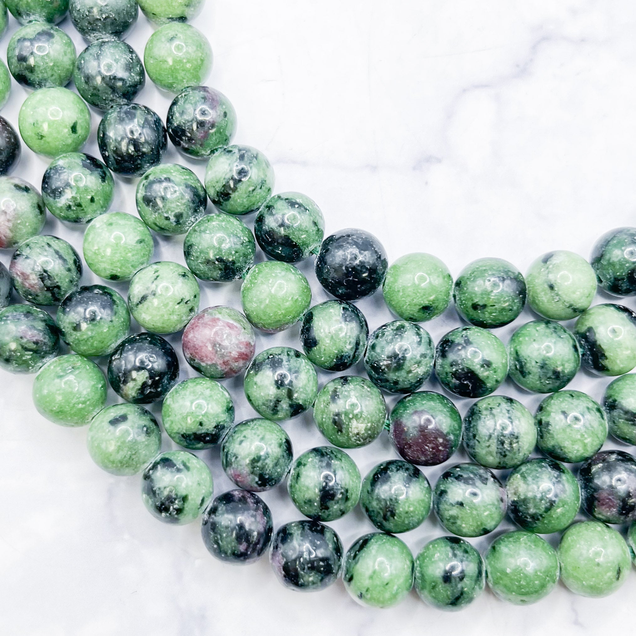 8mm Ruby in Zoisite Bead Strand P20