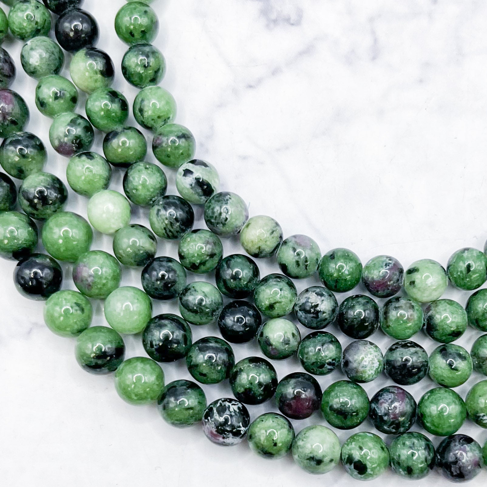 6mm Ruby In Zoisite Bead Strand V15