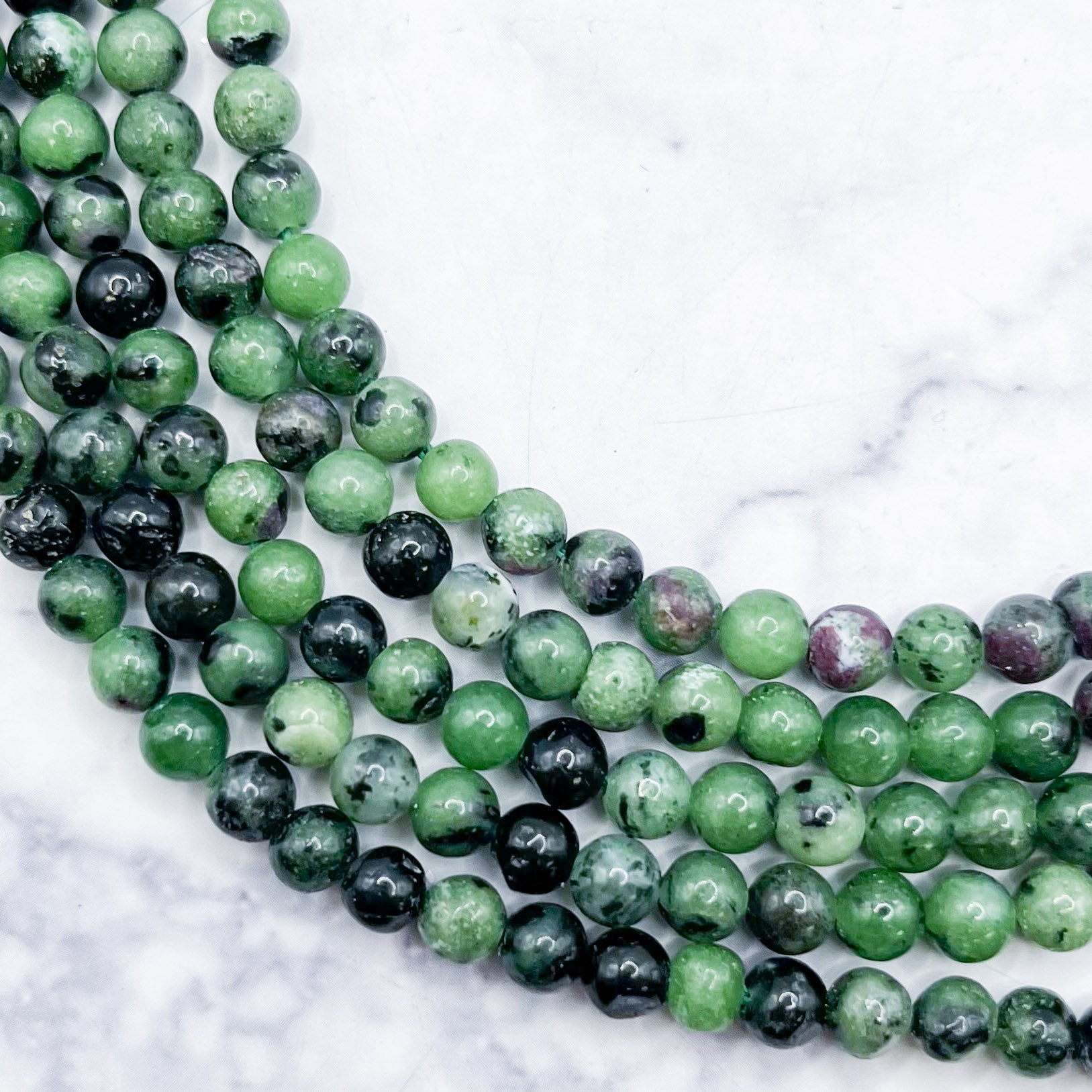 4mm Ruby in Zoisite Bead Strand F7