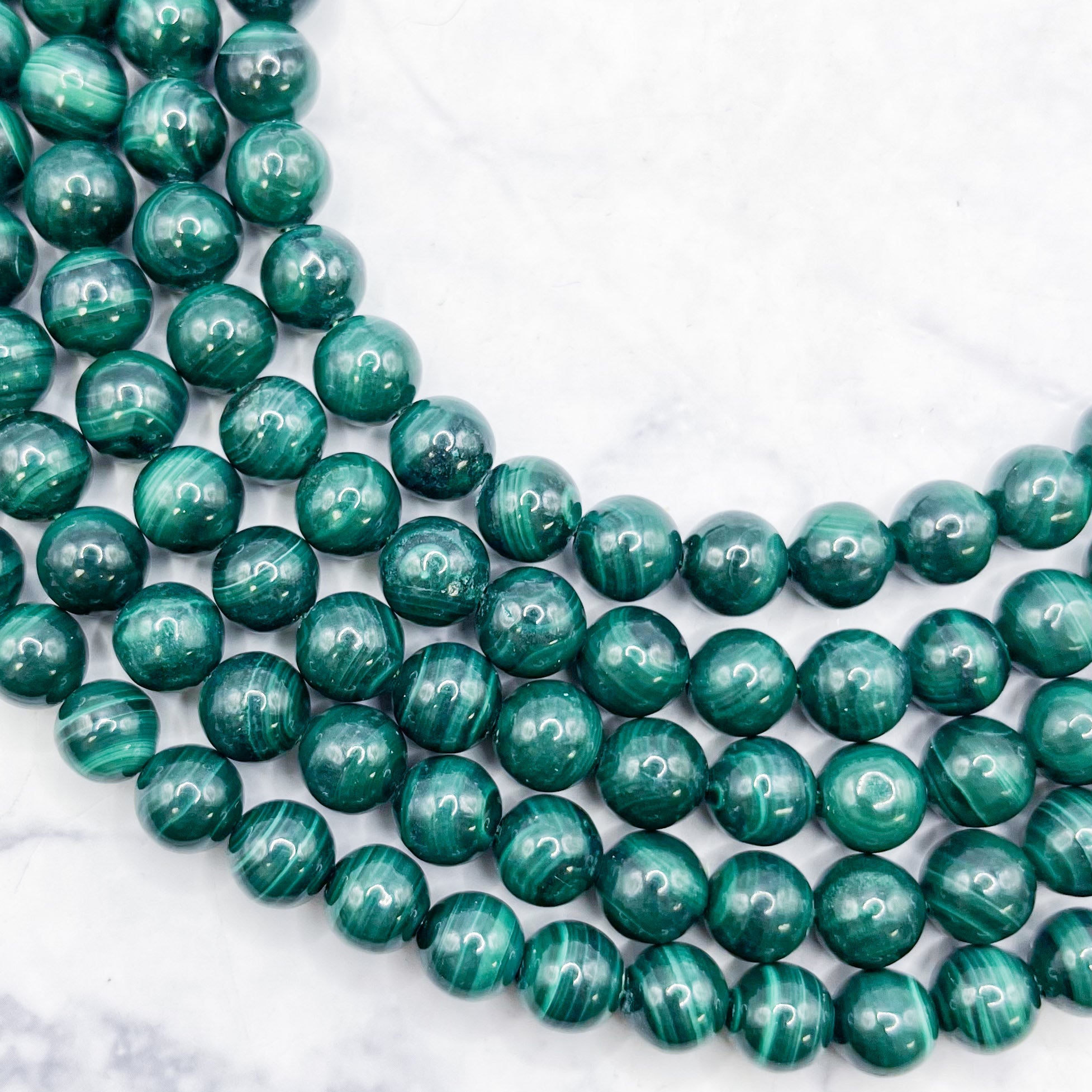 8mm Malachite Bead Half Strand H36