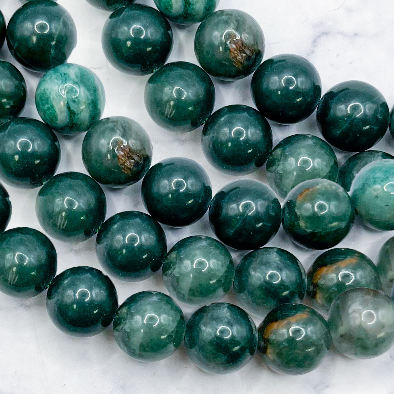 10mm Fuchsite Bead Half Strand S16