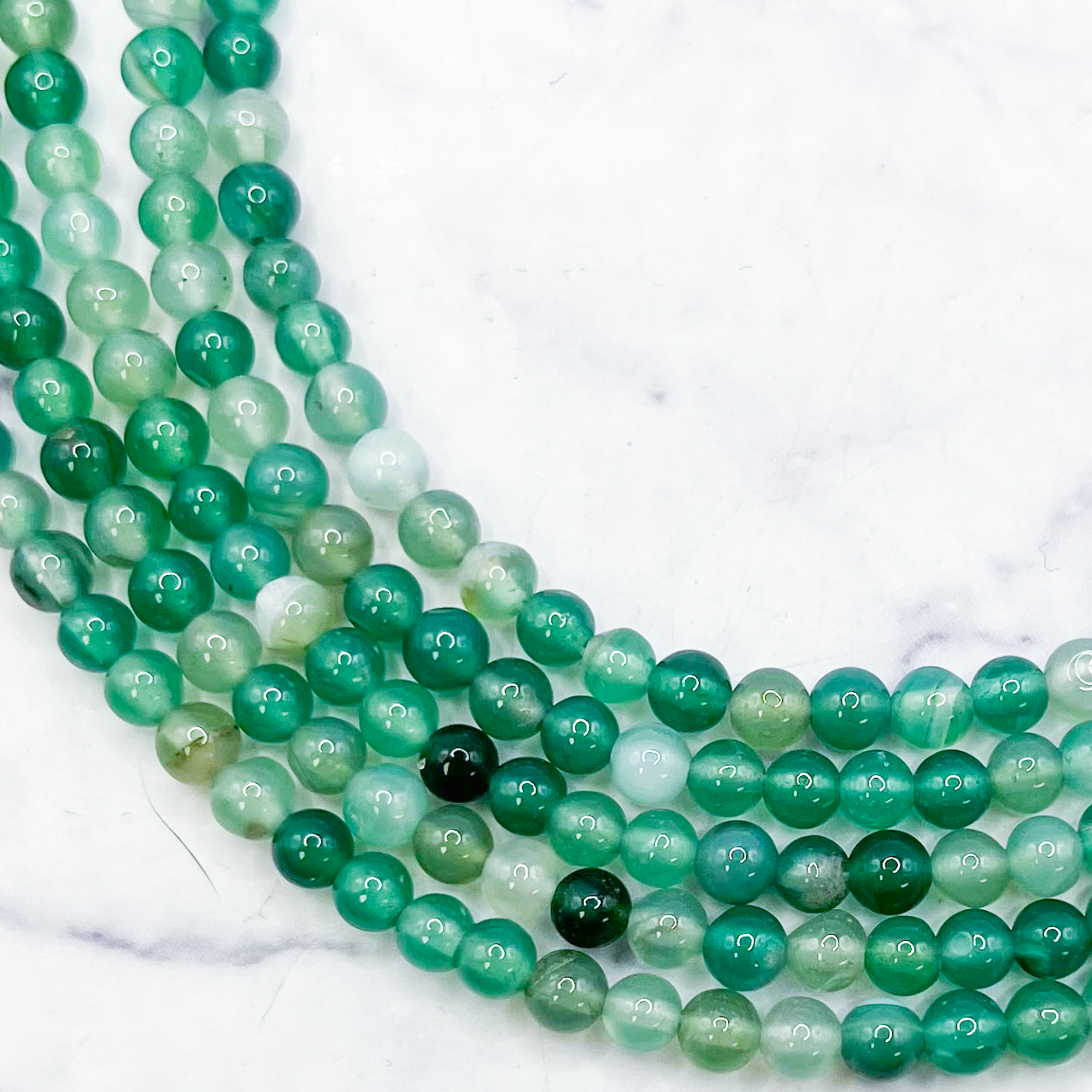 4mm Dyed Green Banded Agate Bead Strand L8