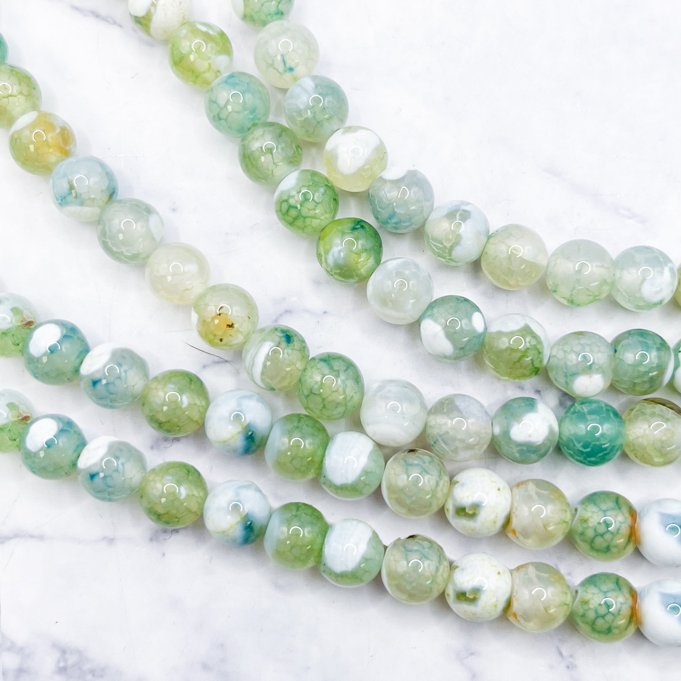 8mm Green Tea Agate Bead Strand N10