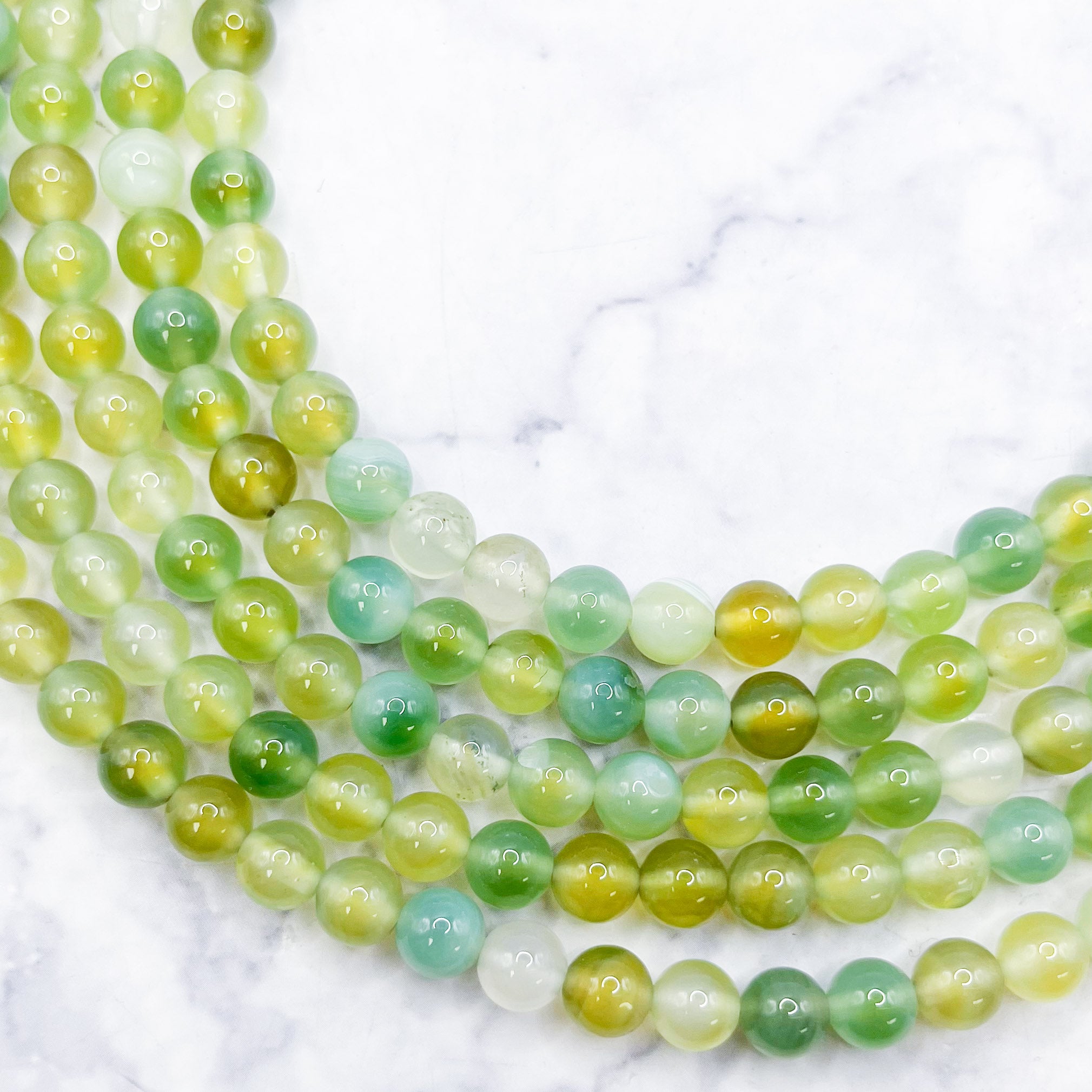 6mm Dyed Green Grape Agate Bead Strand U10